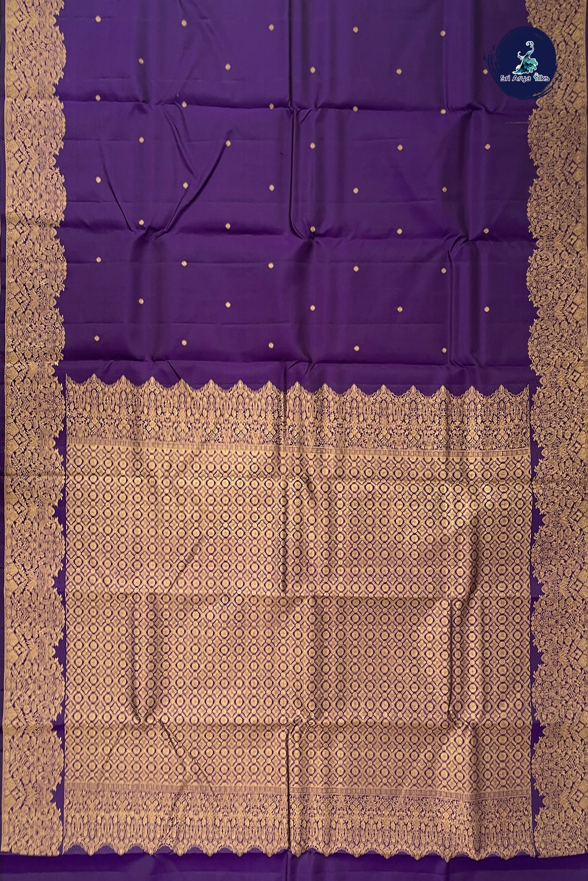 Dark Violet Traditional Silk Saree With Zari Buttas Pattern