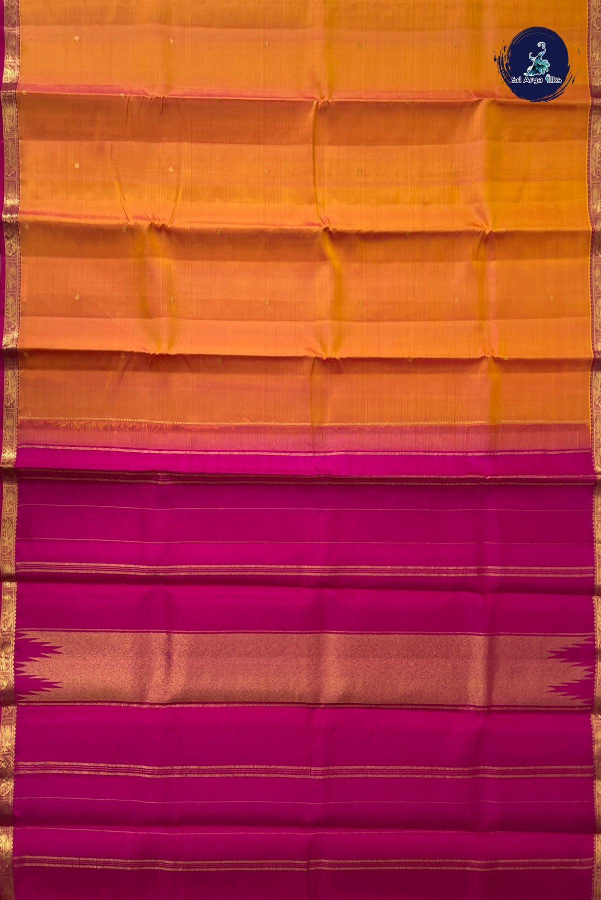 Pinkish Orange Light Weight Silk Saree With Zari Buttas Pattern