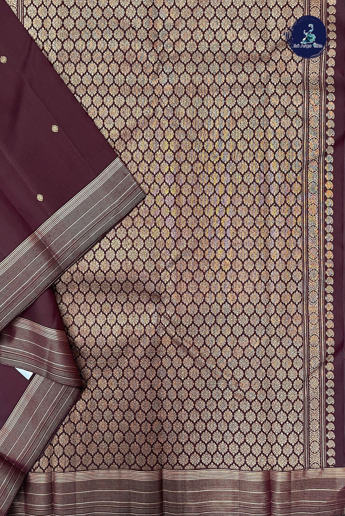 Brown Bridal Silk Saree With Zari Buttas Pattern