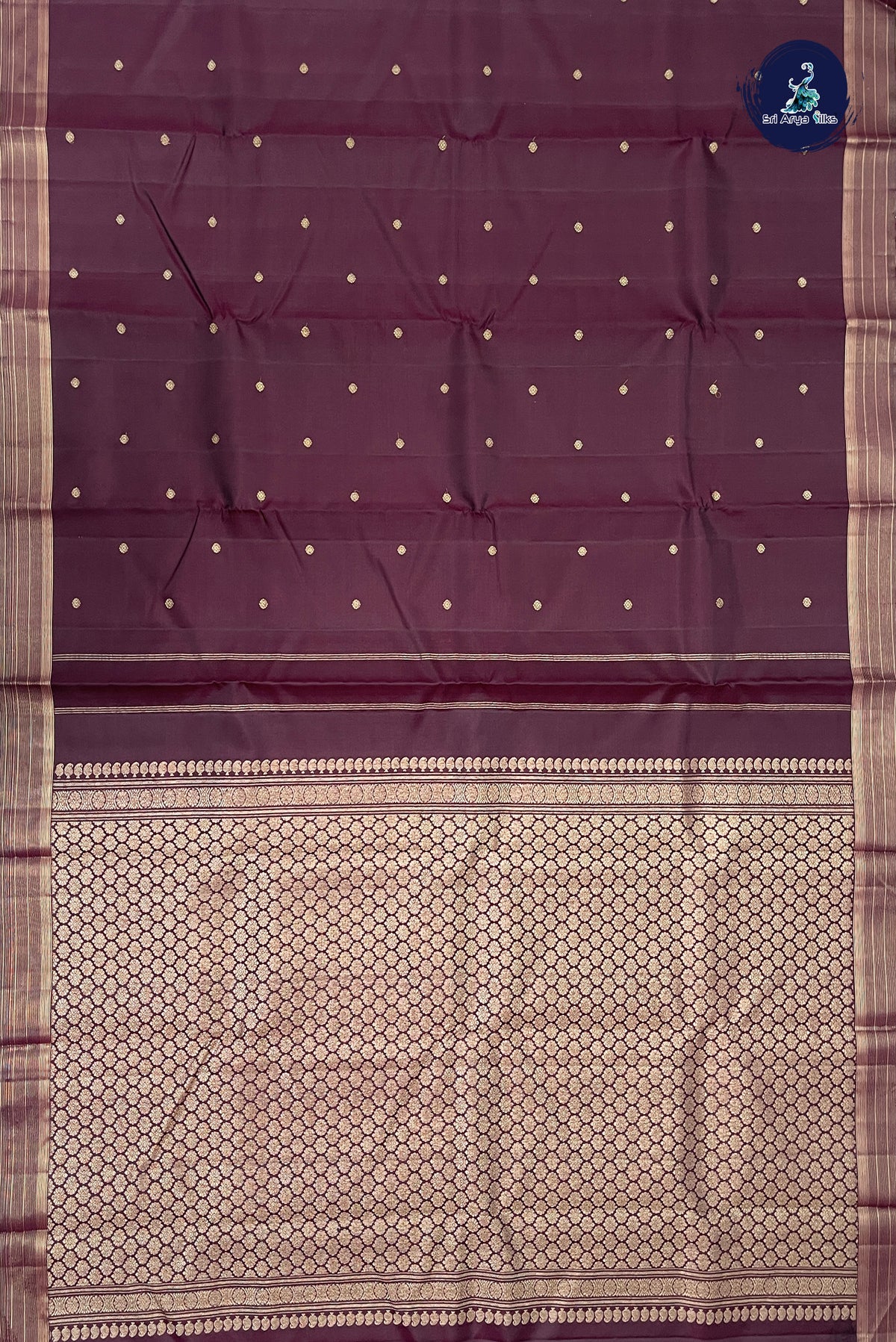 Brown Bridal Silk Saree With Zari Buttas Pattern