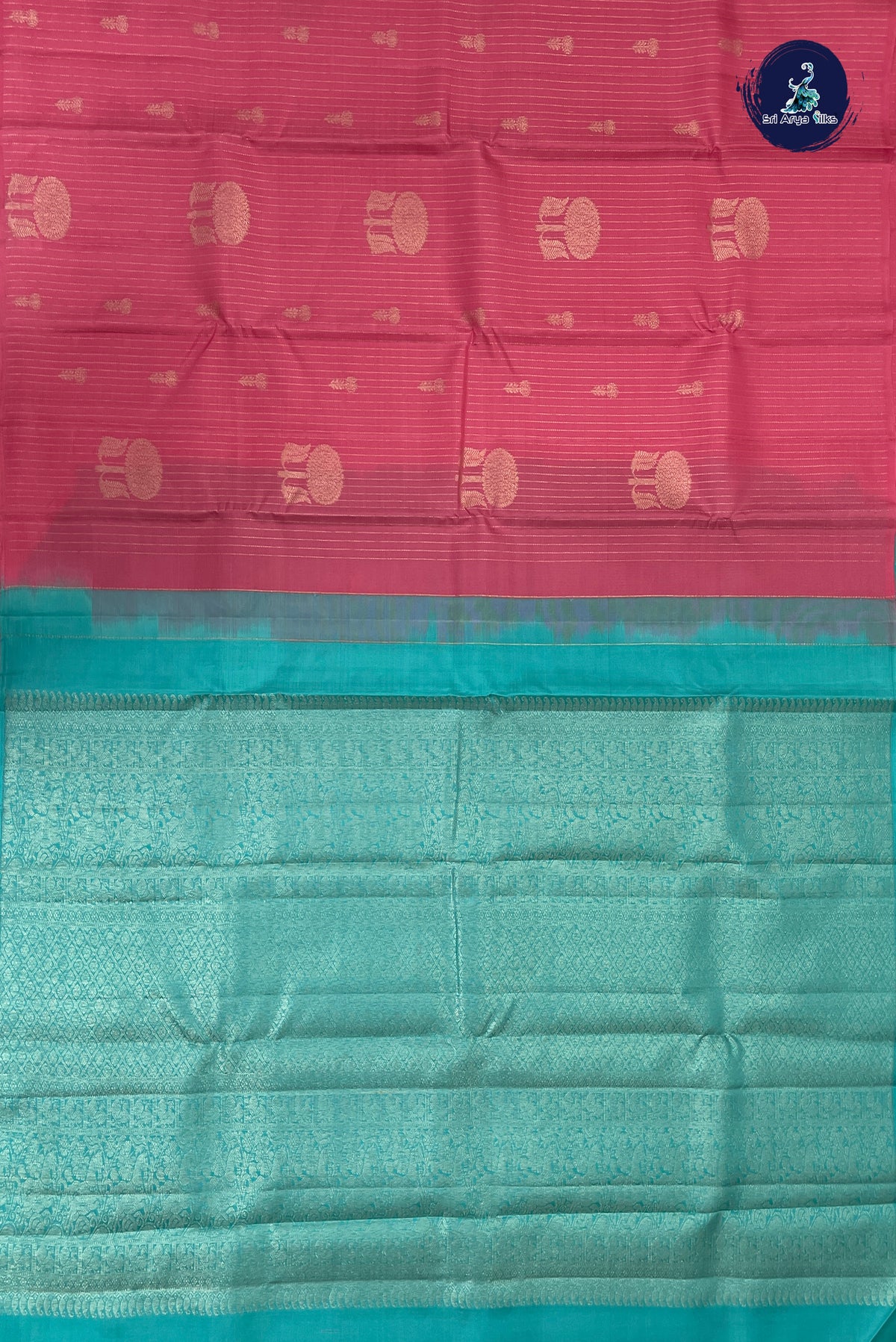 Pink Borderless Silk Saree With Stripes Pattern