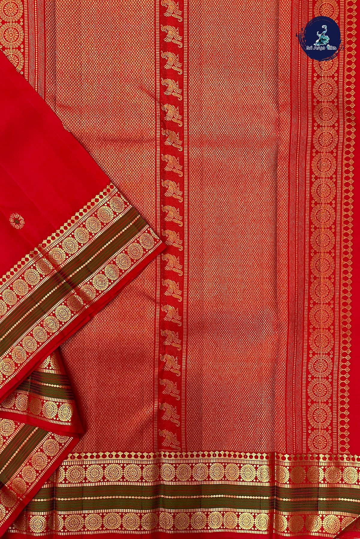 Red Bridal Silk Saree With Zari Buttas Pattern