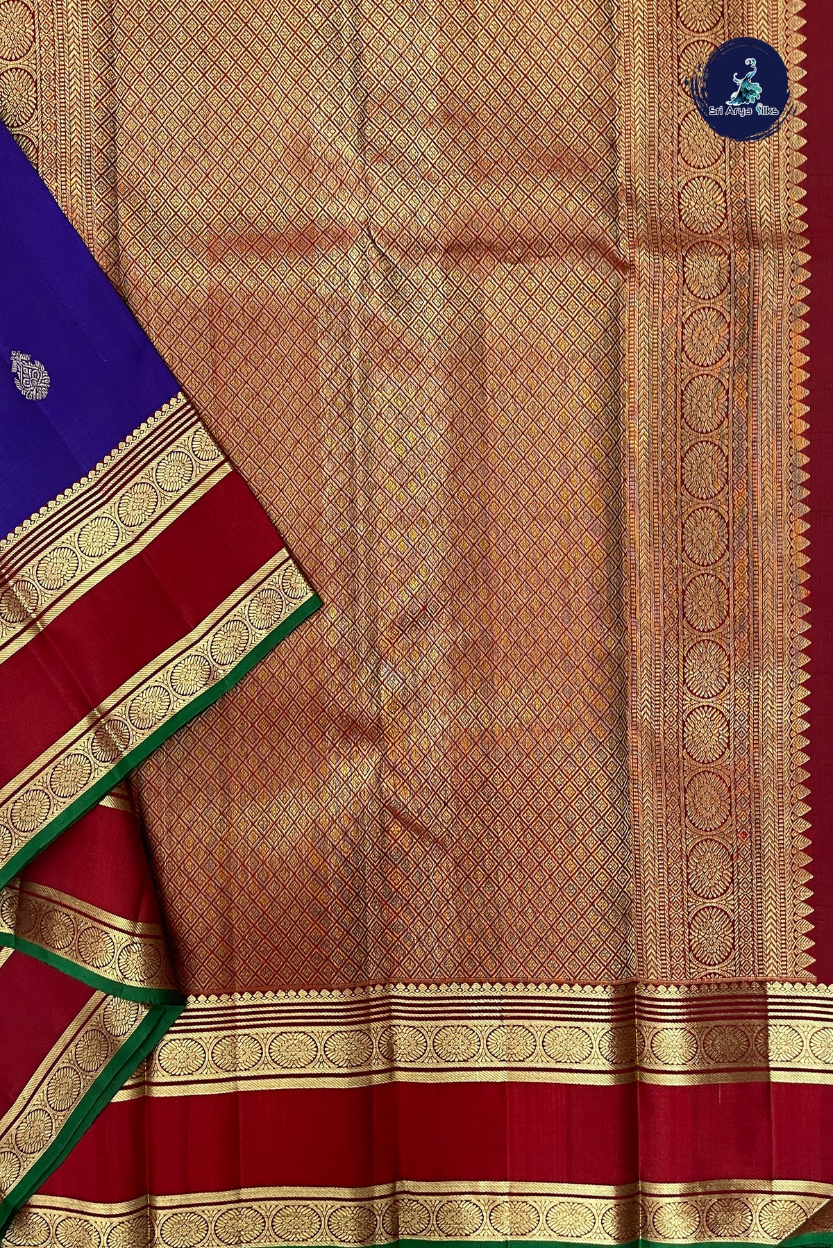 Violet Rettaippade Border Silk Saree With Zari Buttas Pattern