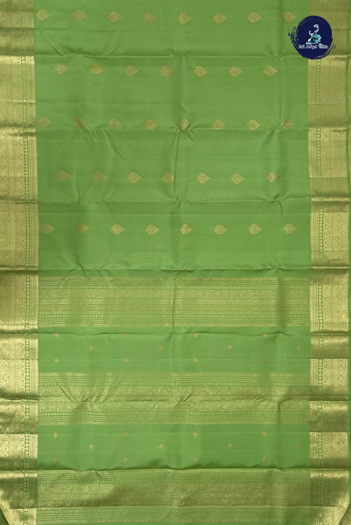 Pista Green Bridal Silk Saree With Zari Buttas Pattern
