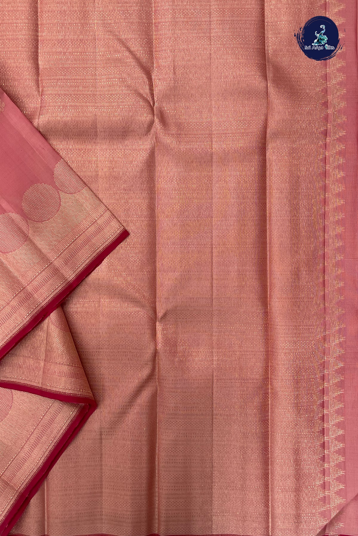 Light Pink Bridal Silk Saree With Zari Buttas Pattern