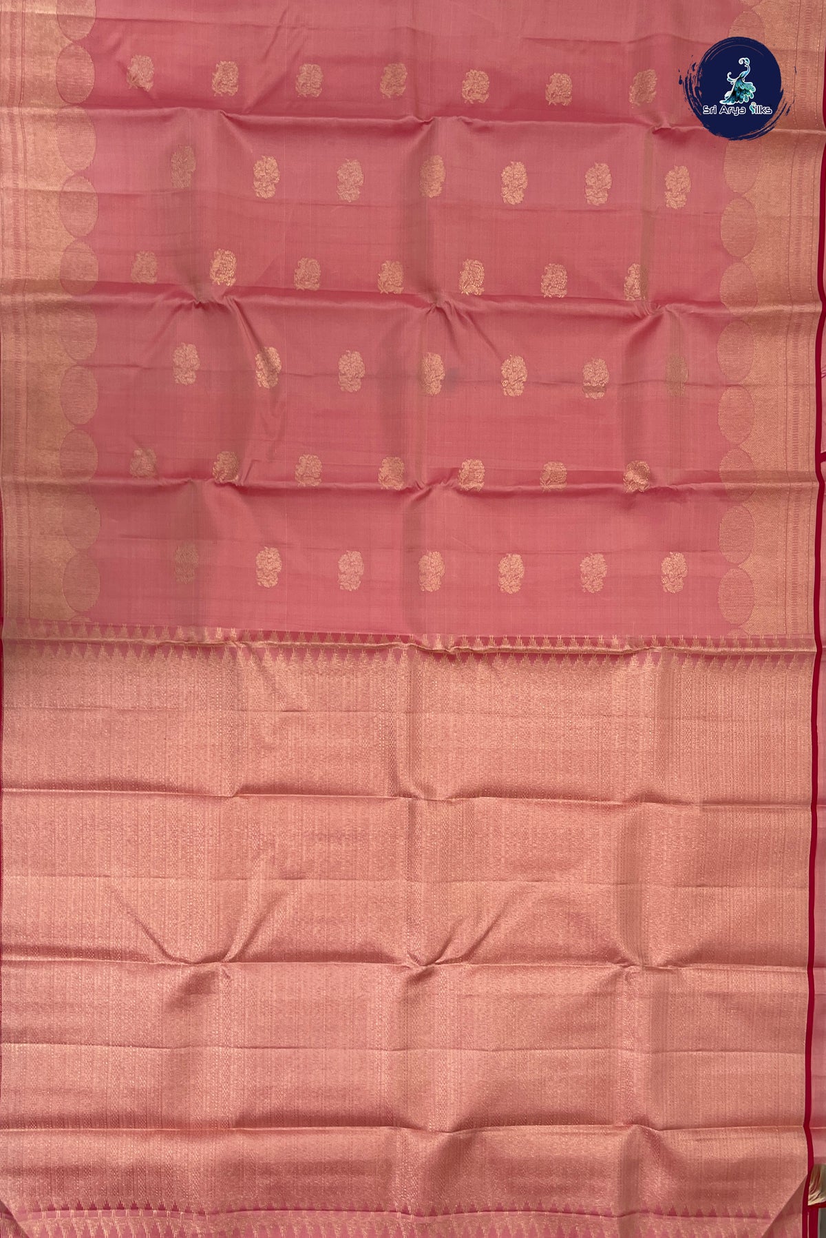 Light Pink Bridal Silk Saree With Zari Buttas Pattern