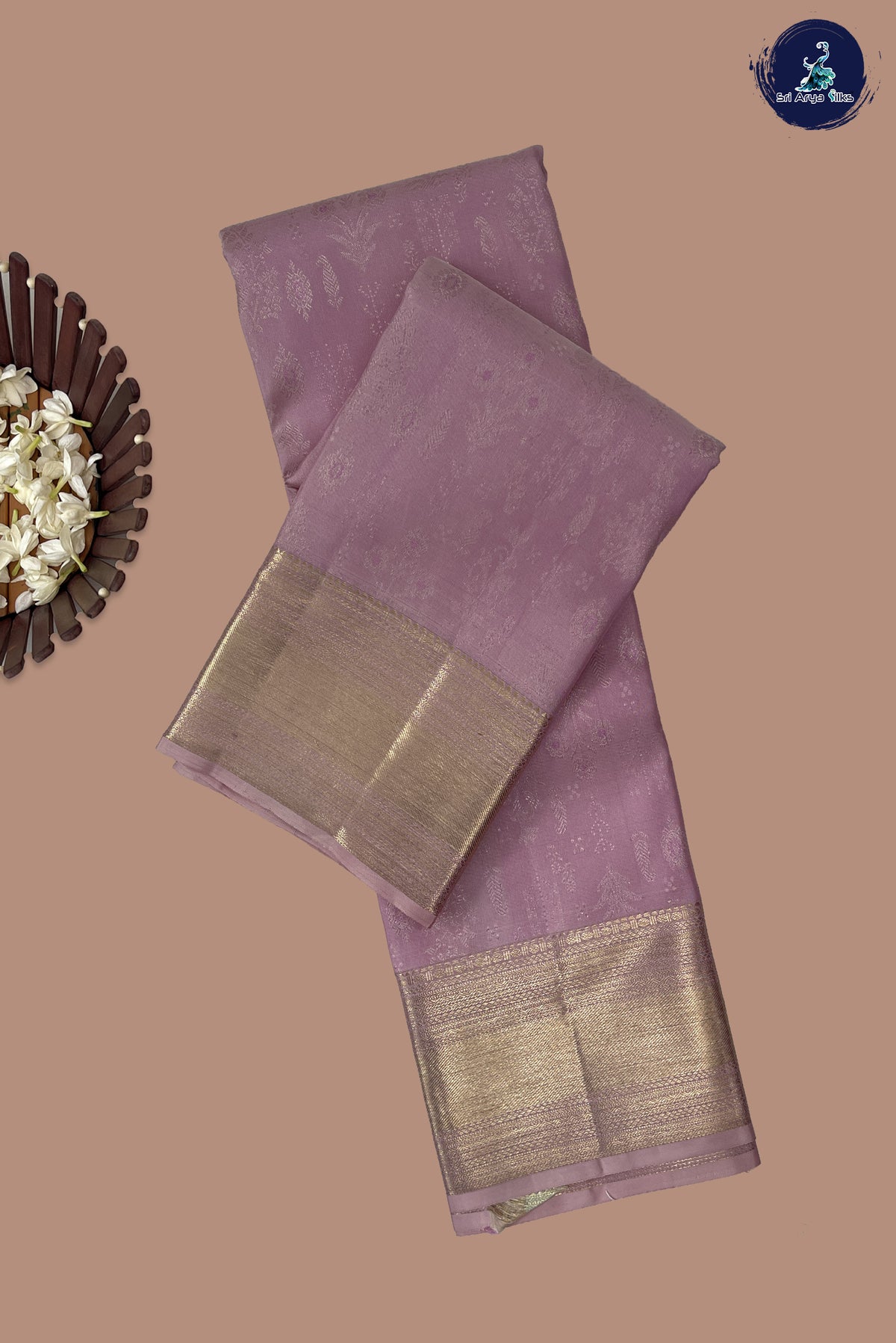 Baby Pink Brocade Silk Saree With Jacquard Pattern