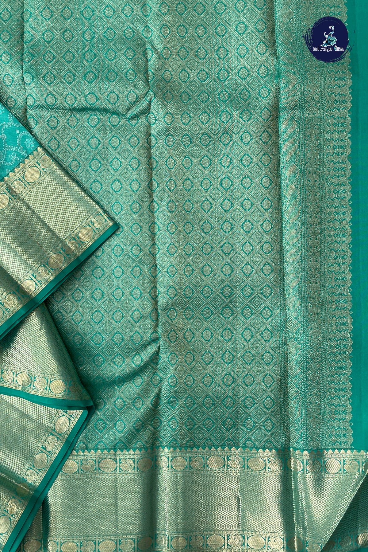 Sea Green Brocade Silk Saree With Jacquard Pattern