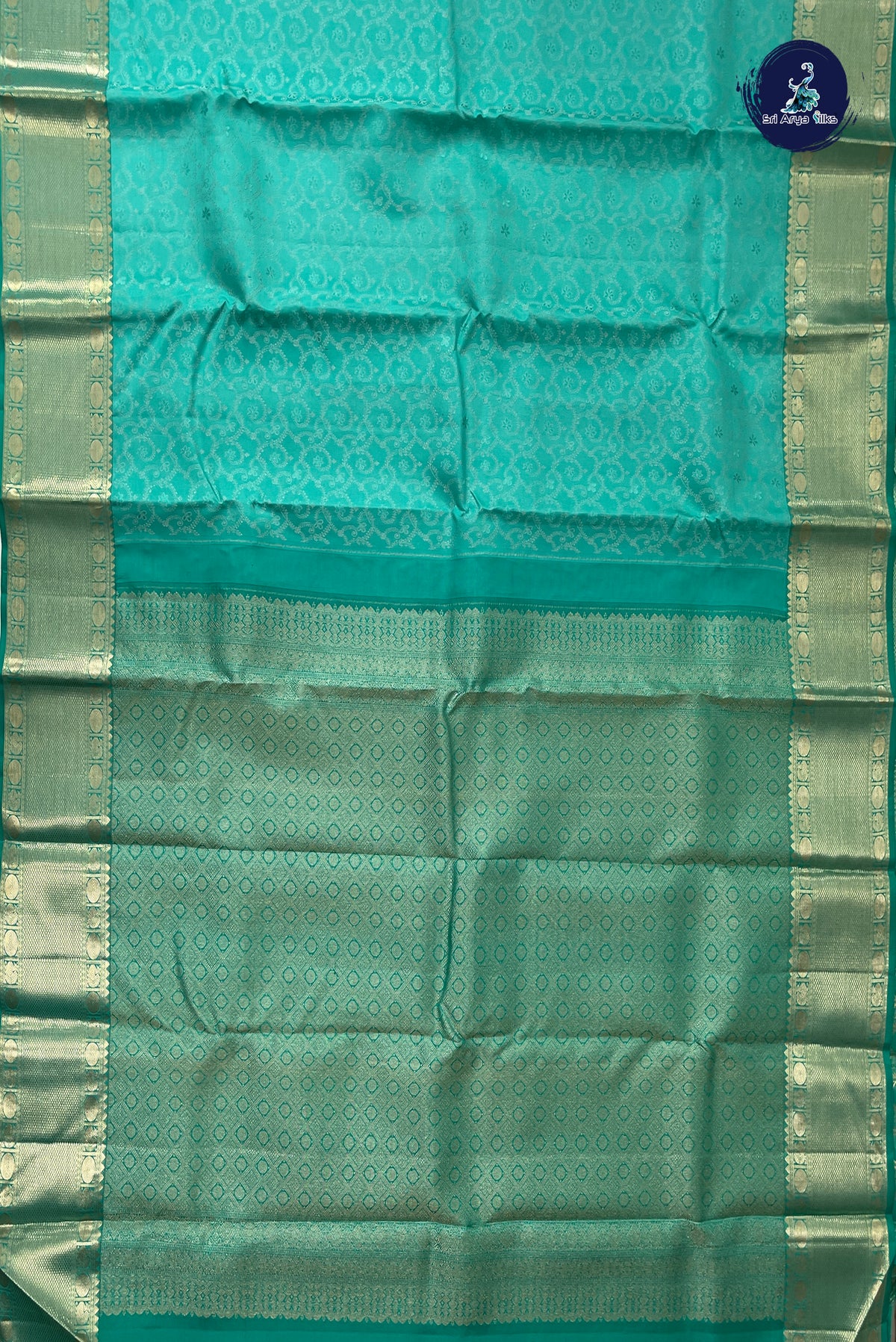 Sea Green Brocade Silk Saree With Jacquard Pattern