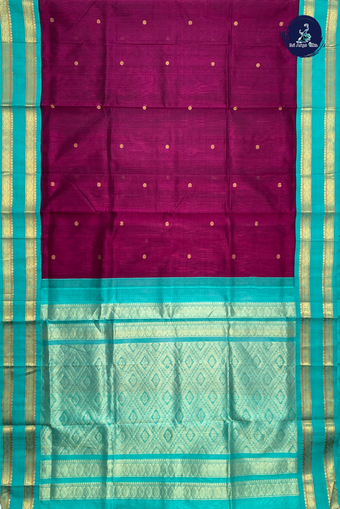 BeetRoot Shade Silk Cotton Saree With Zari Buttas Pattern