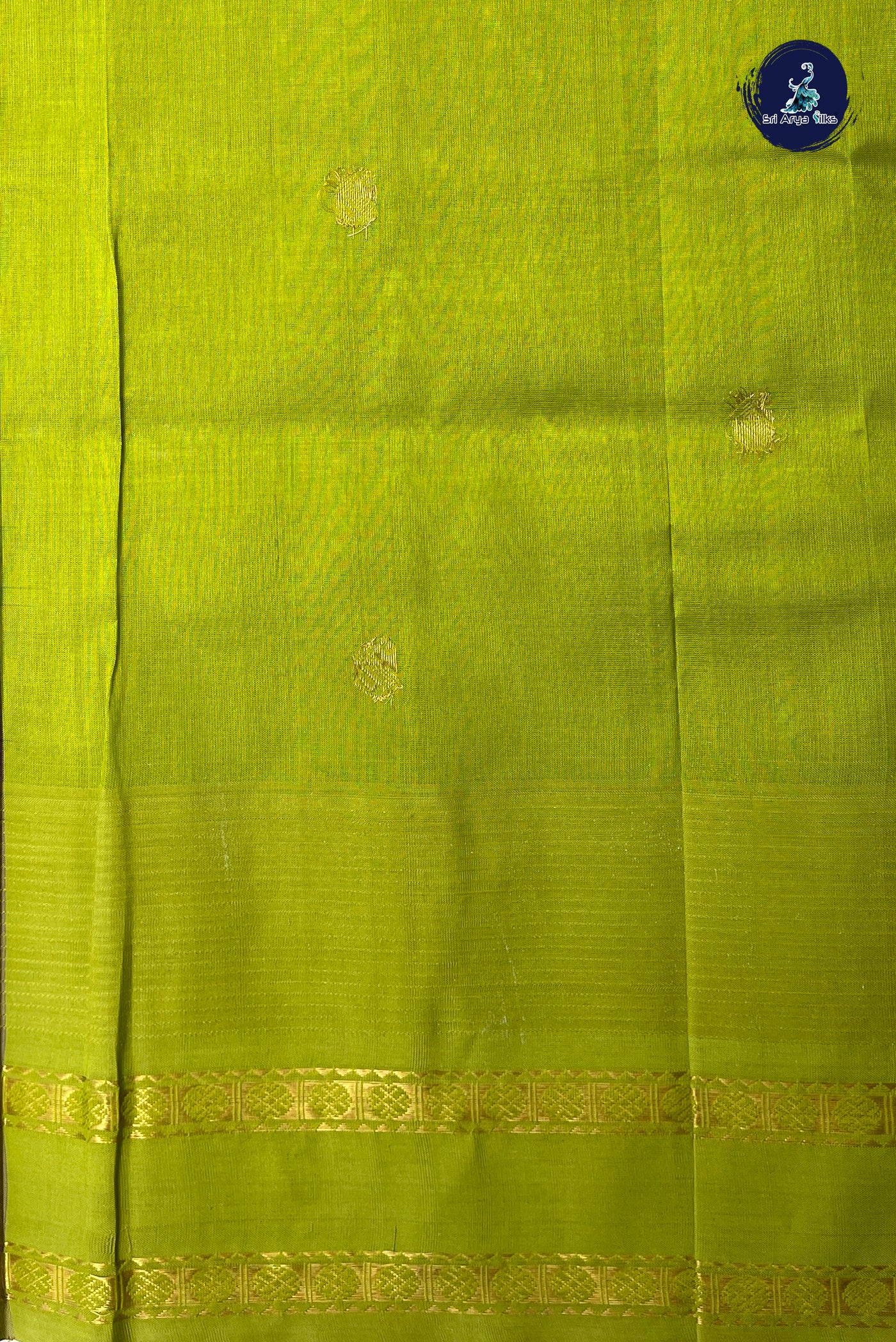 Dark Brinjal Kuppadam Silk Cotton Saree With Zari Buttas Pattern