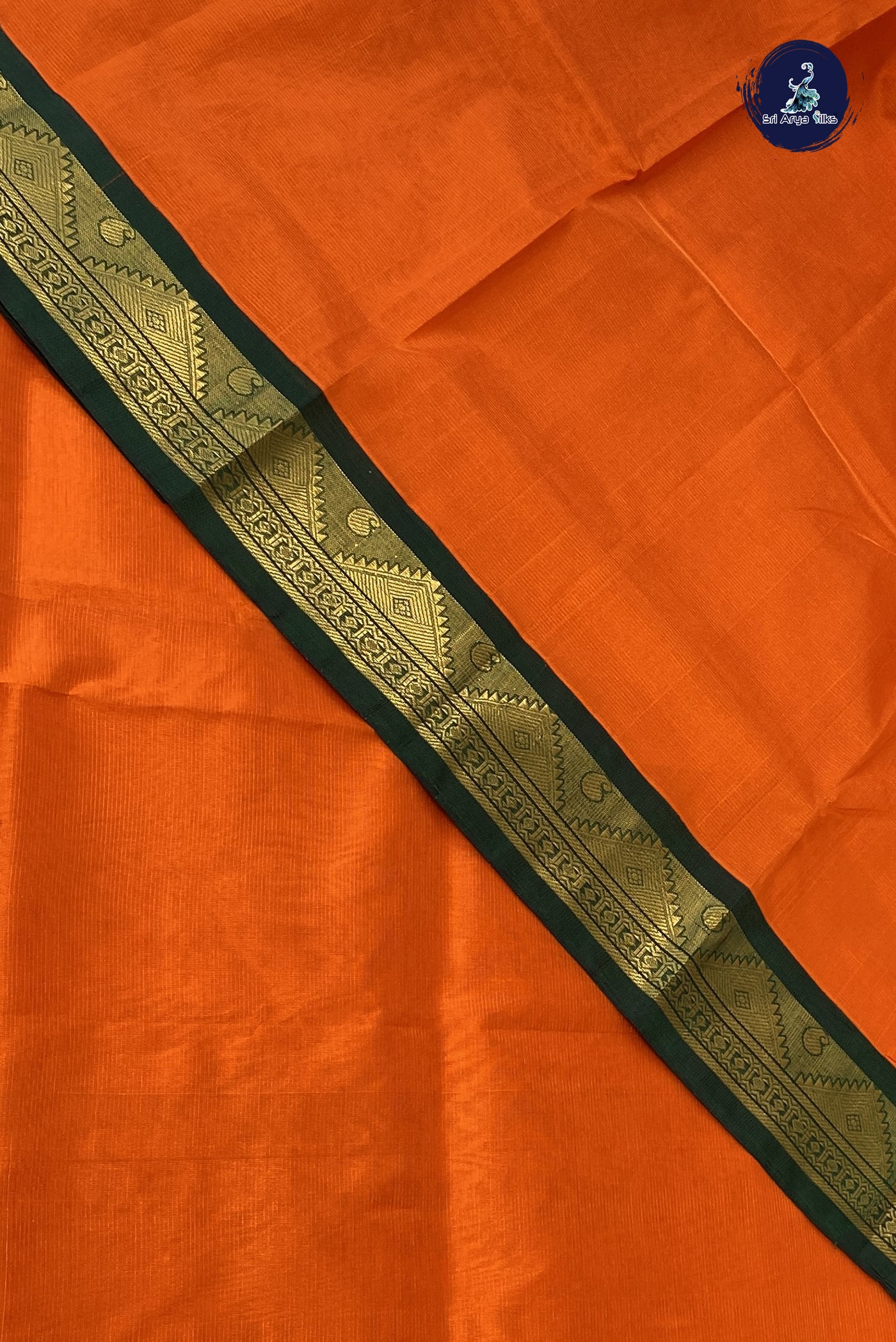Orange Vaira Oosi Saree With Vaira Oosi Pattern