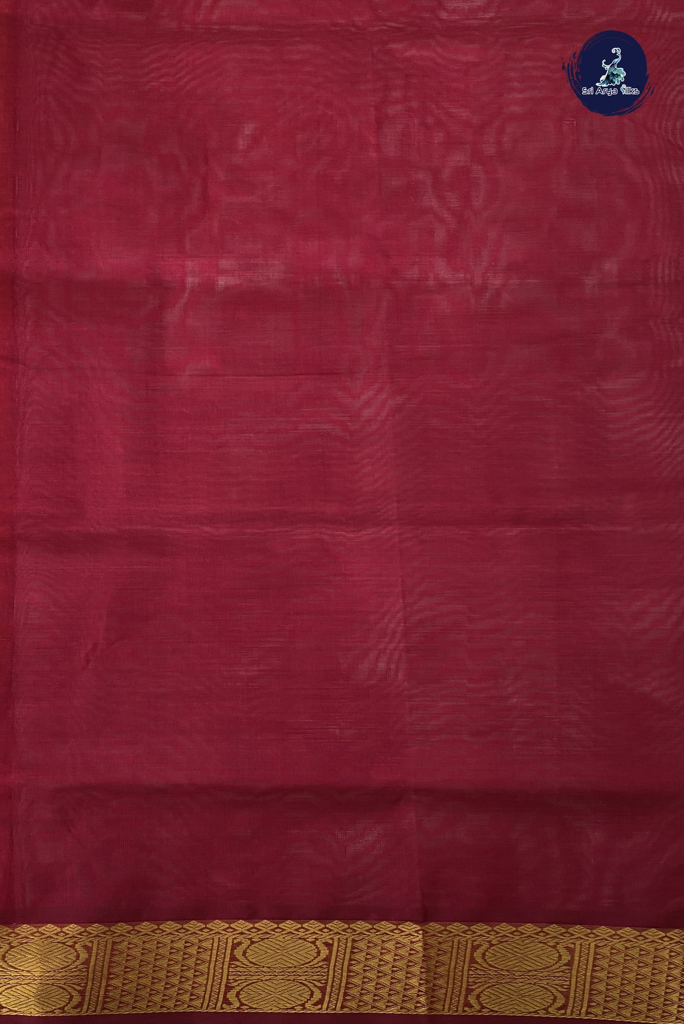 Orange Silk Cotton Saree With Plain Pattern