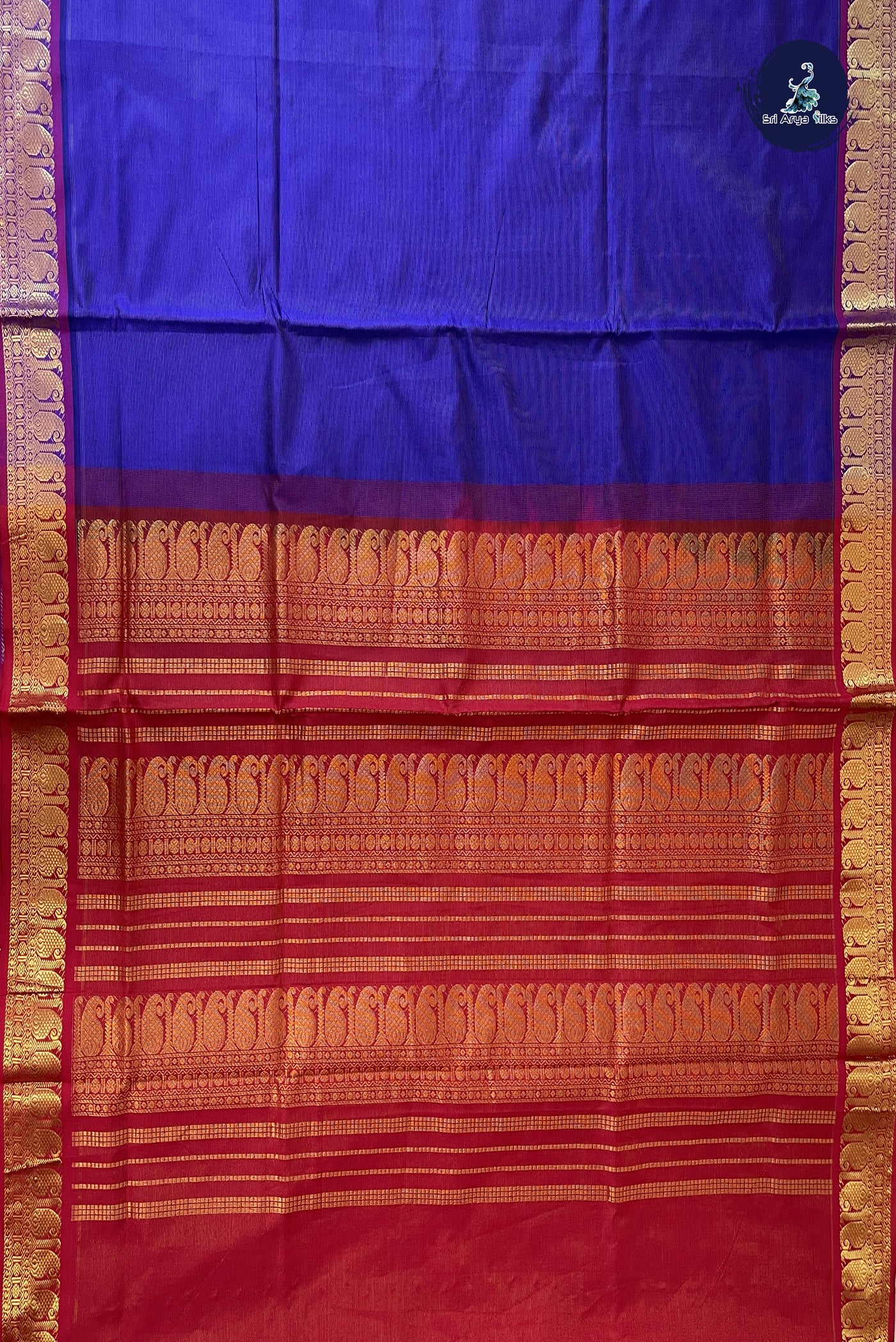 Violet Semi Silk Cotton Saree With Vaira Oosi Pattern