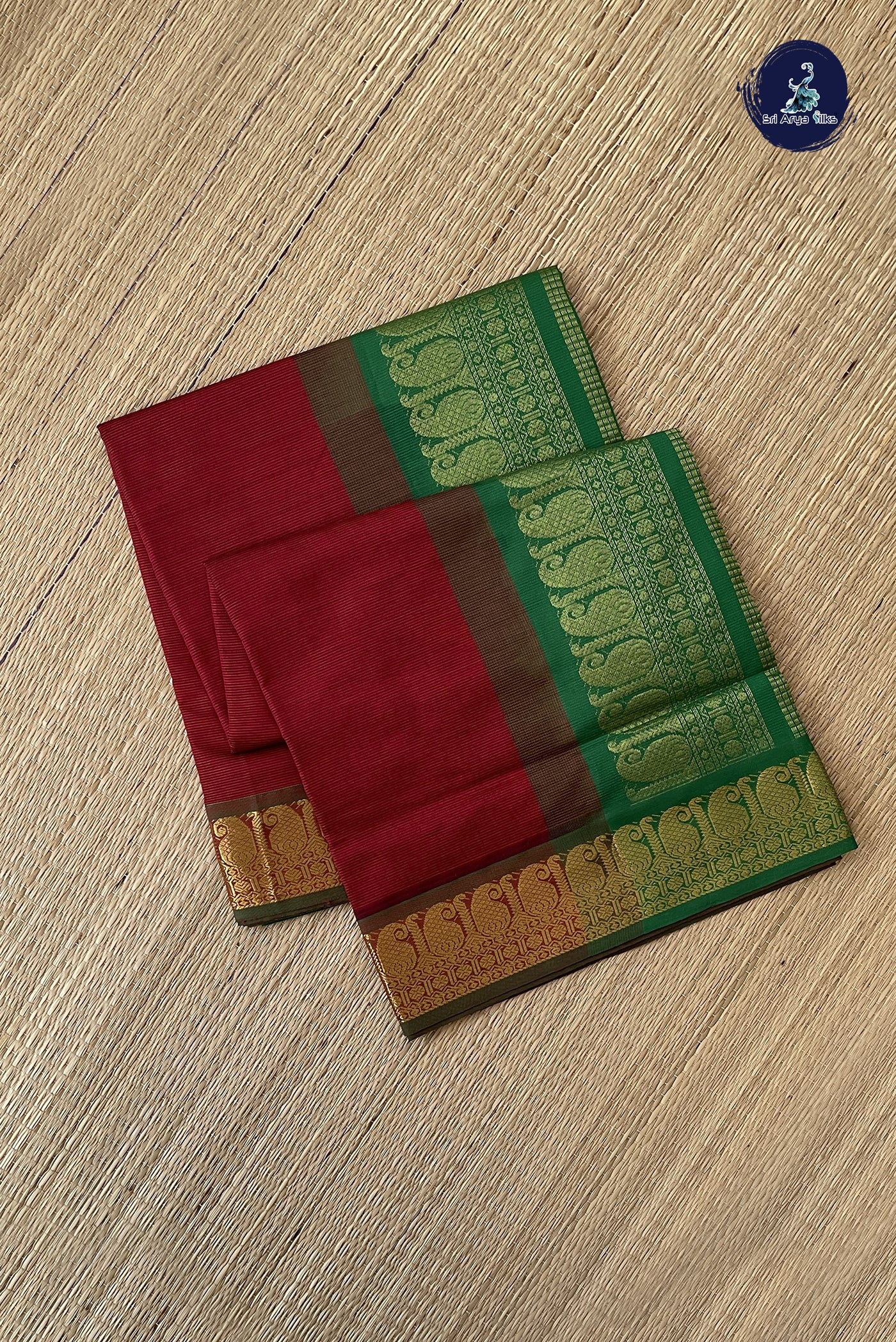 Arakku Semi Silk Cotton Saree With Vaira Oosi Pattern