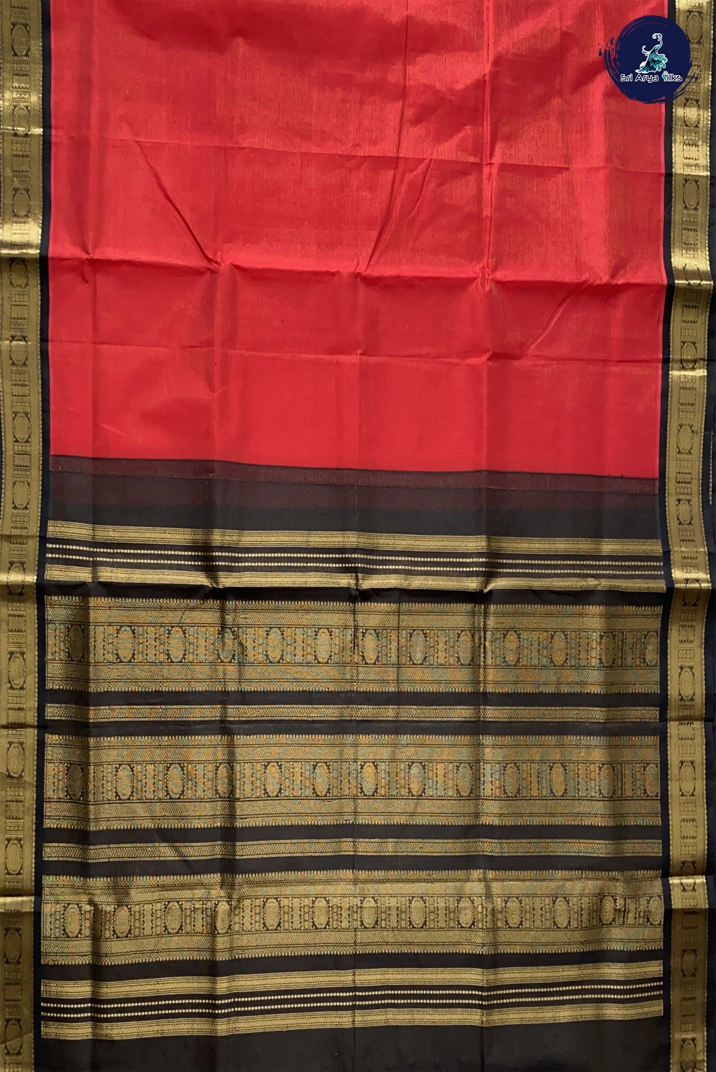 Red Vaira Oosi Silk Cotton With Vaira Oosi Pattern