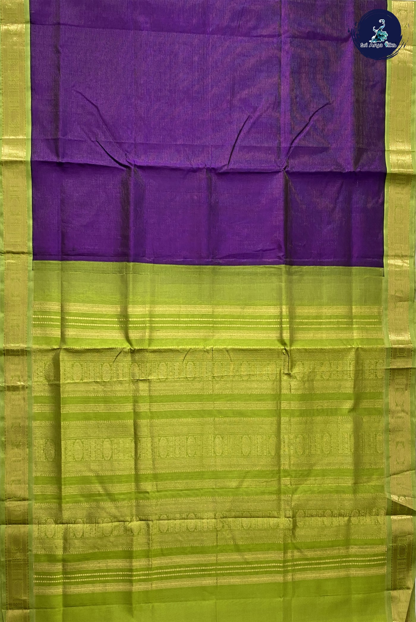 Dark Brinjal Vaira Oosi Silk Cotton With Vaira Oosi Pattern
