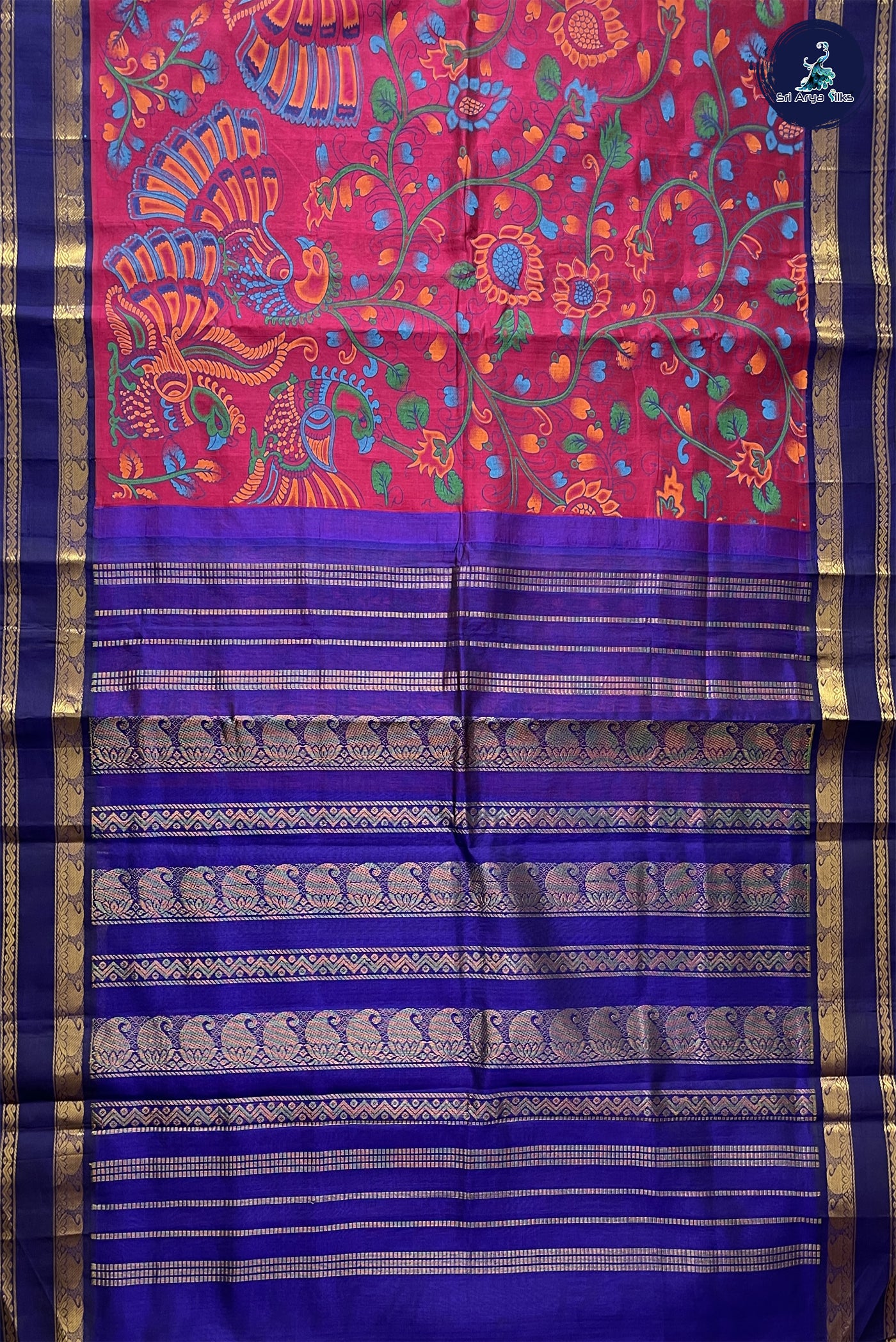 BeetRoot Shade Kalamkari Saree With Kalamkari Pattern