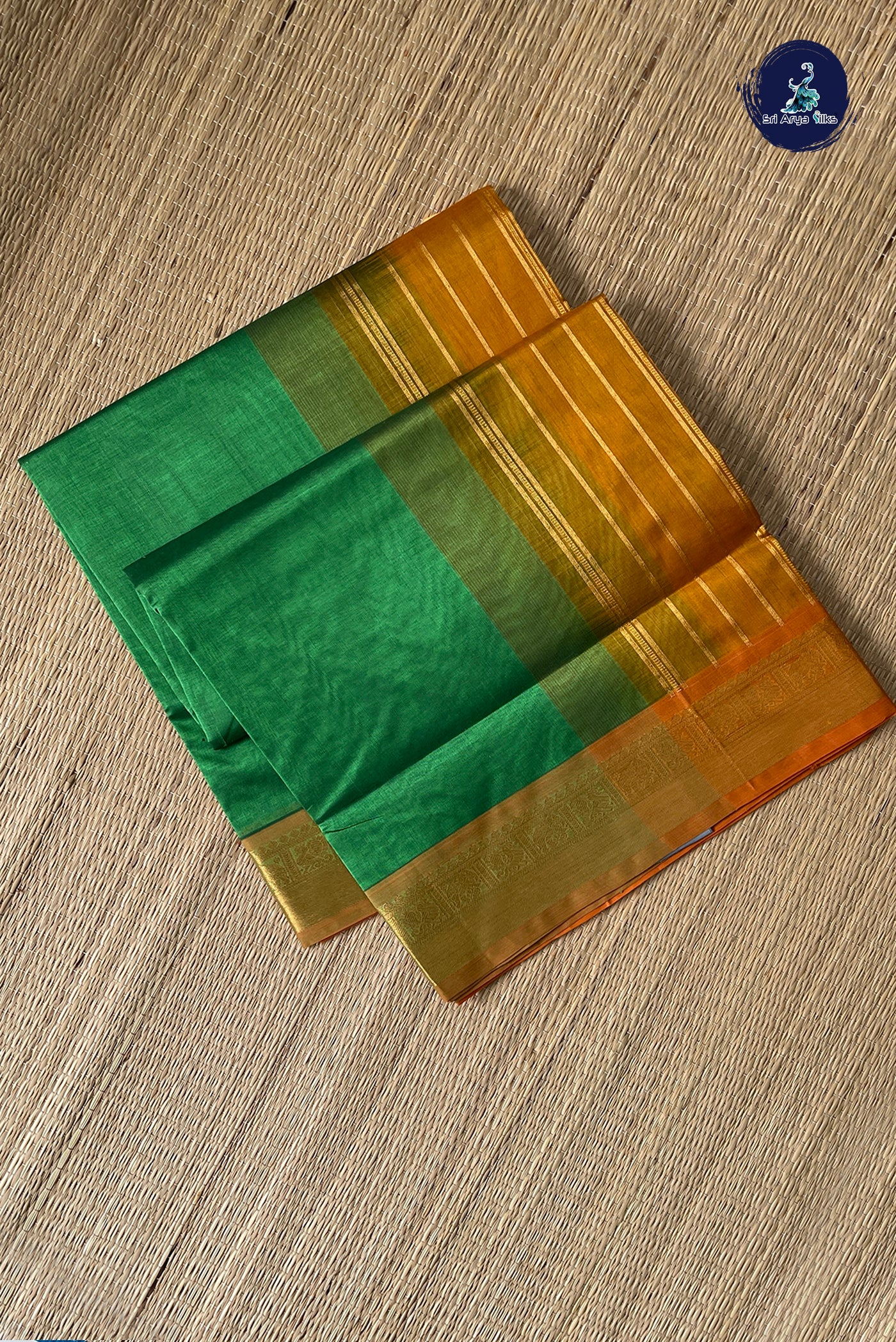 Light Green Simple Silk Cotton Saree With Plain Pattern
