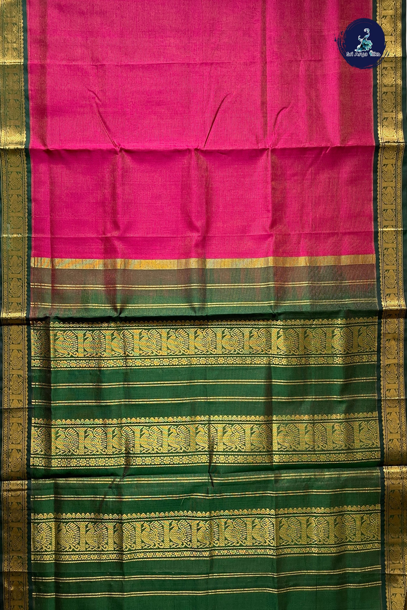 Dark Plum Vaira Oosi Silk Cotton Saree With Vaira Oosi Pattern