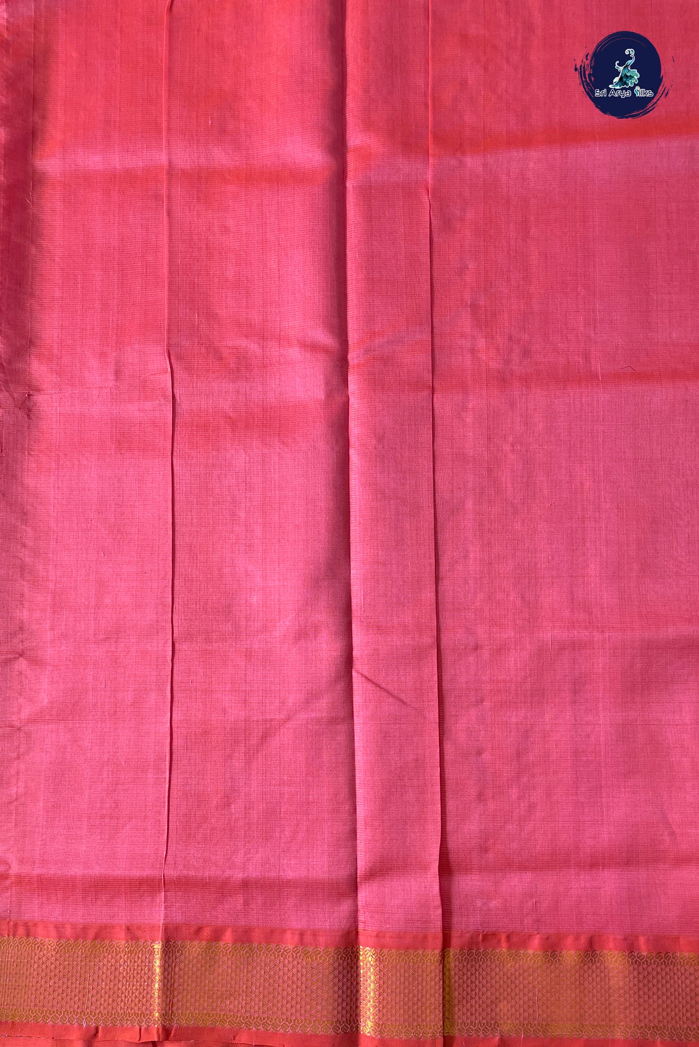 Peach Vaira Oosi Silk Cotton Saree With Vaira Oosi Pattern