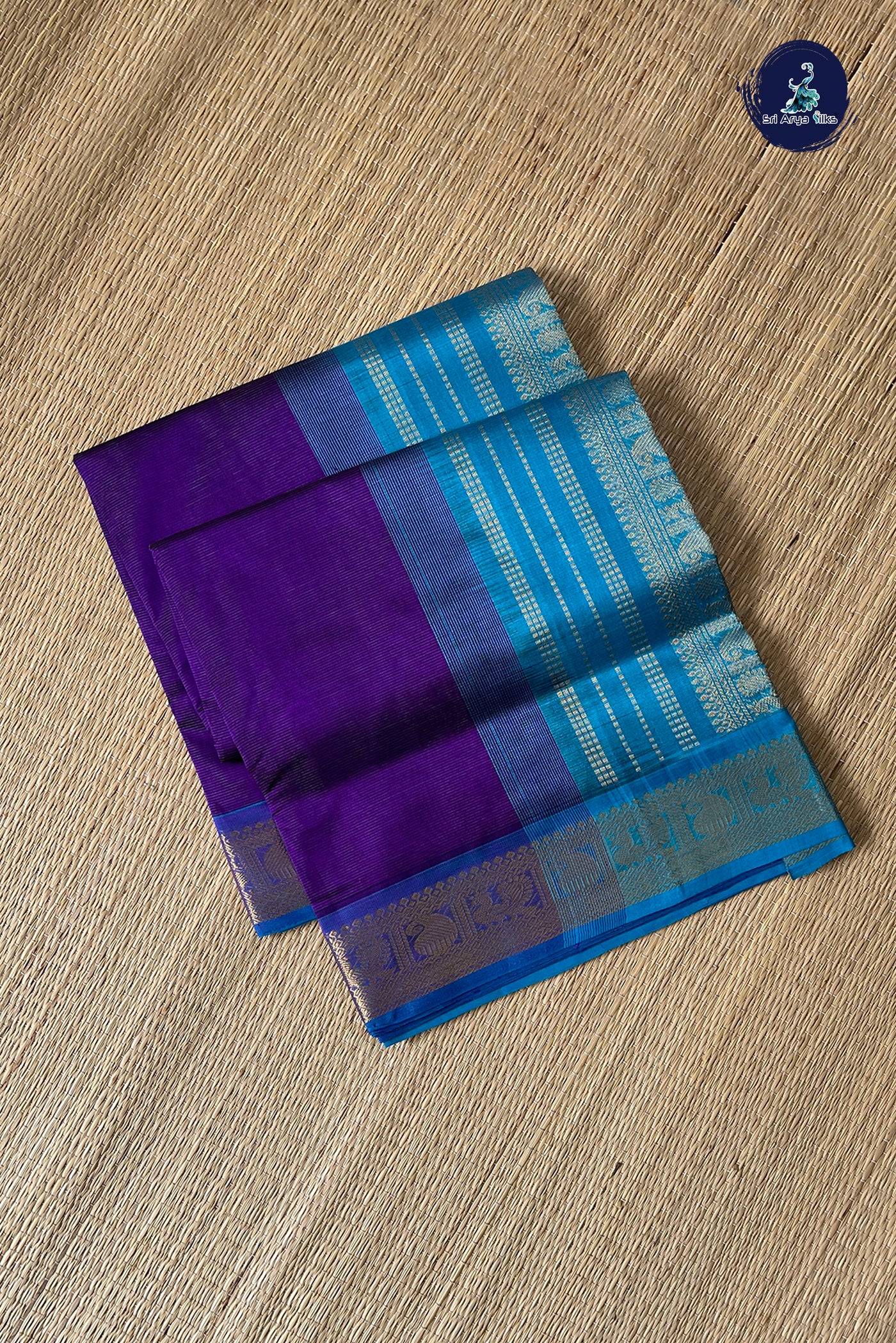 Jamun Vaira Oosi Silk Cotton Saree With Vaira Oosi Pattern