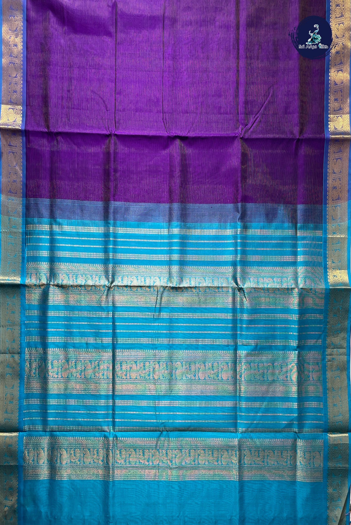 Jamun Vaira Oosi Silk Cotton Saree With Vaira Oosi Pattern