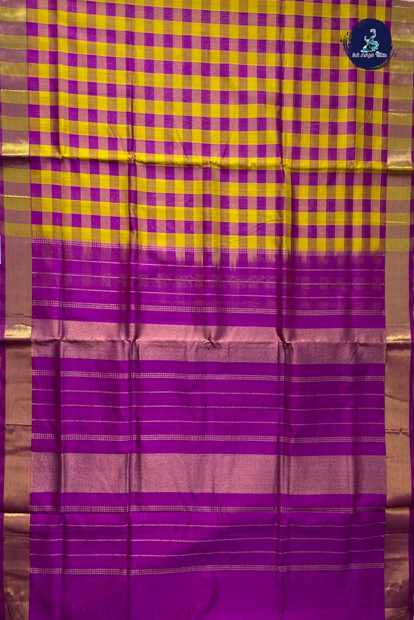 Multi Colour Checked Saree With Checked Pattern