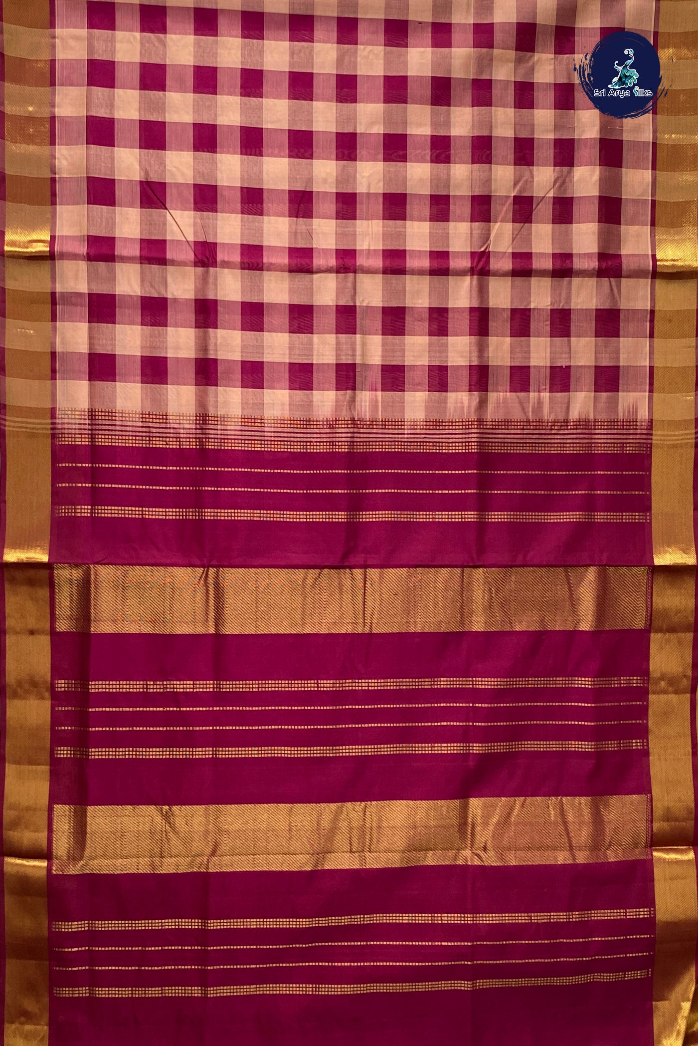 Multi Colour Checked Saree With Checked Pattern