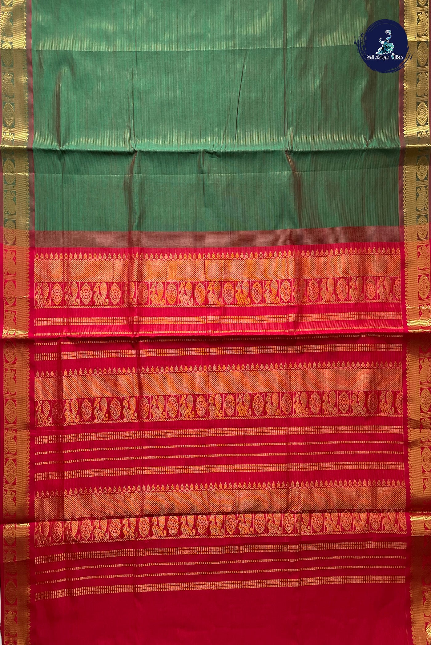 Manthulir Vaira Oosi Silk Cotton Saree With Vaira Oosi Pattern