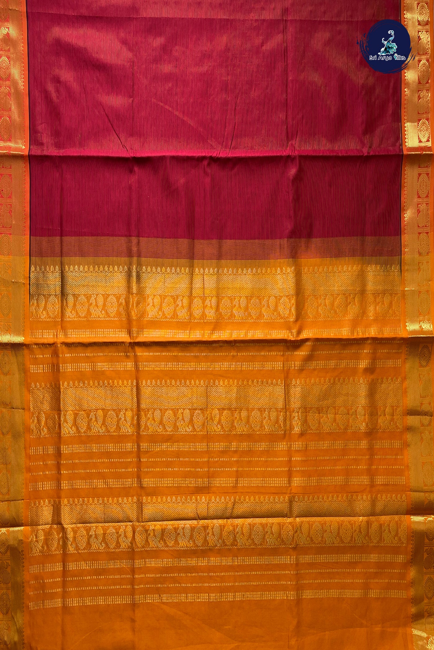 Arakku Vaira Oosi Silk Cotton Saree With Vaira Oosi Pattern