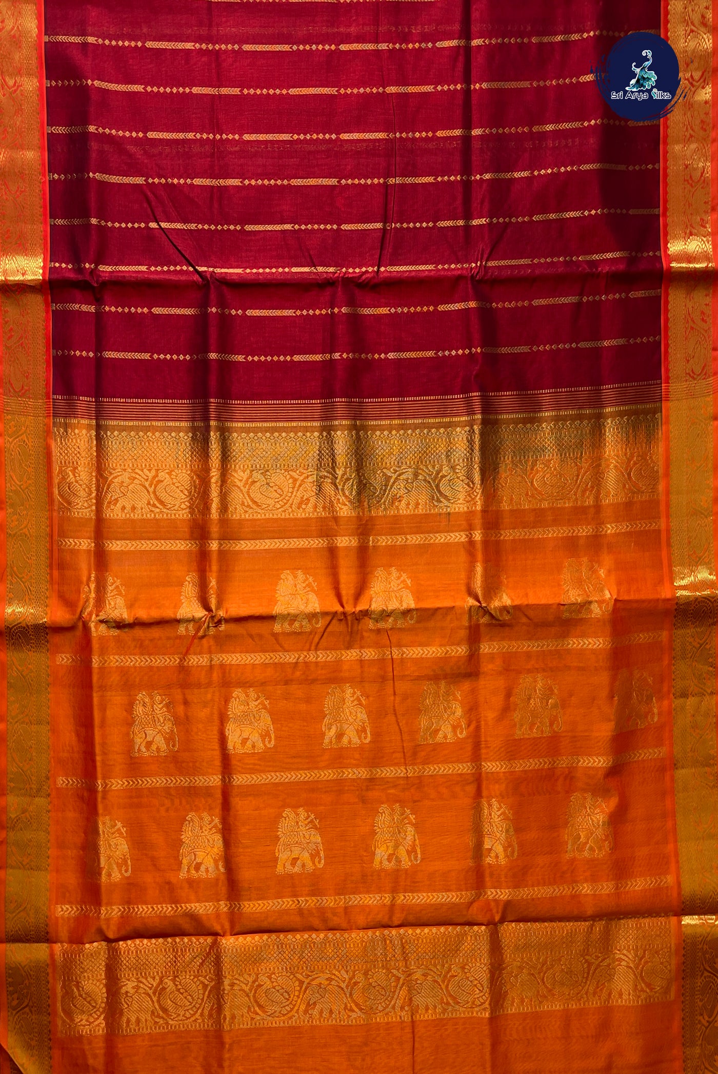 Arakku Silk Cotton Saree With Stripes Pattern
