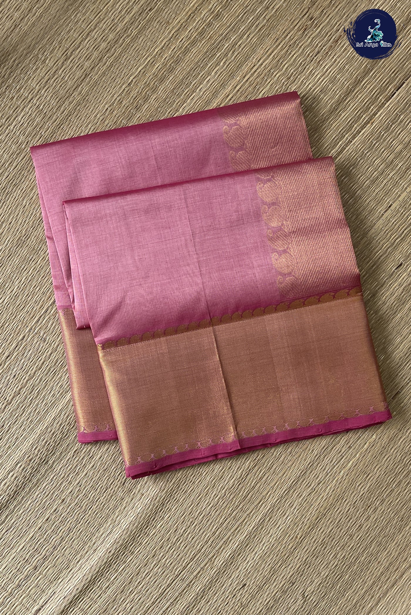 Lotus Pink Simple Silk Cotton Saree With Plain Pattern