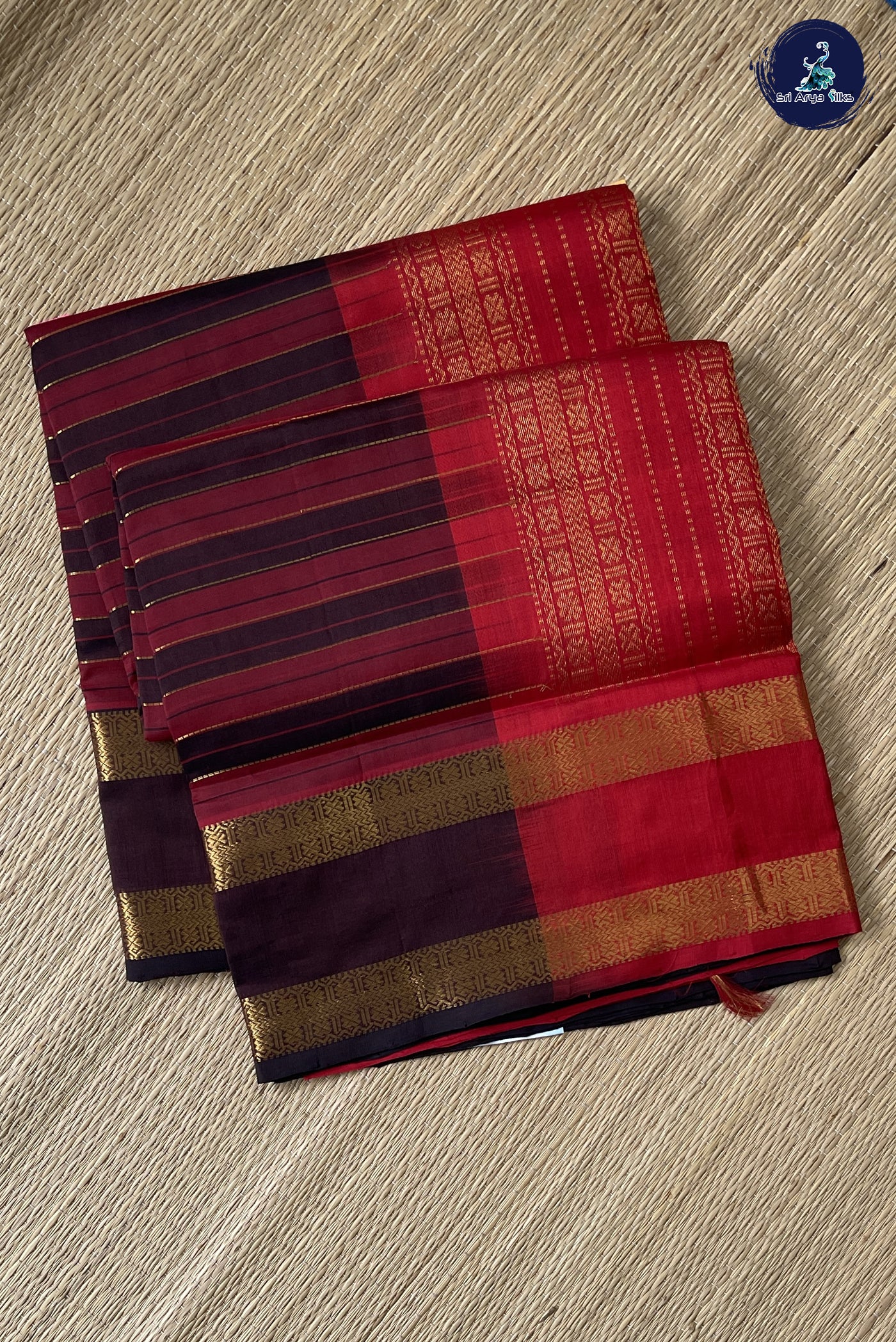 Multi Colour Simple Silk Cotton Saree With Stripes Pattern