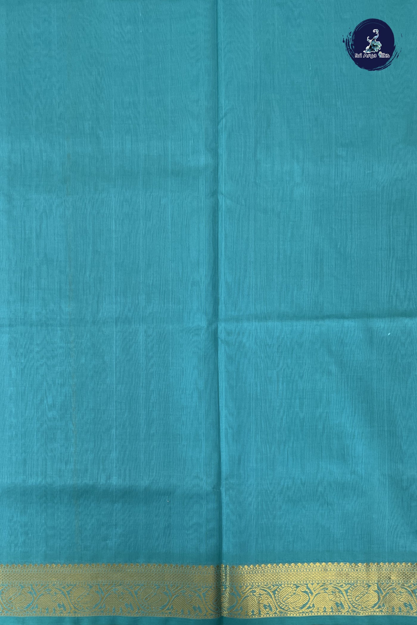 Light Blue Silk Cotton Saree With Stripes Pattern