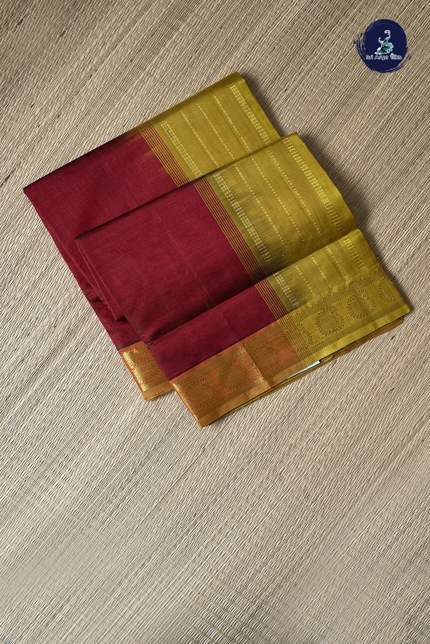 Maroon Vaira Oosi Silk Cotton Saree With Vaira Oosi Pattern