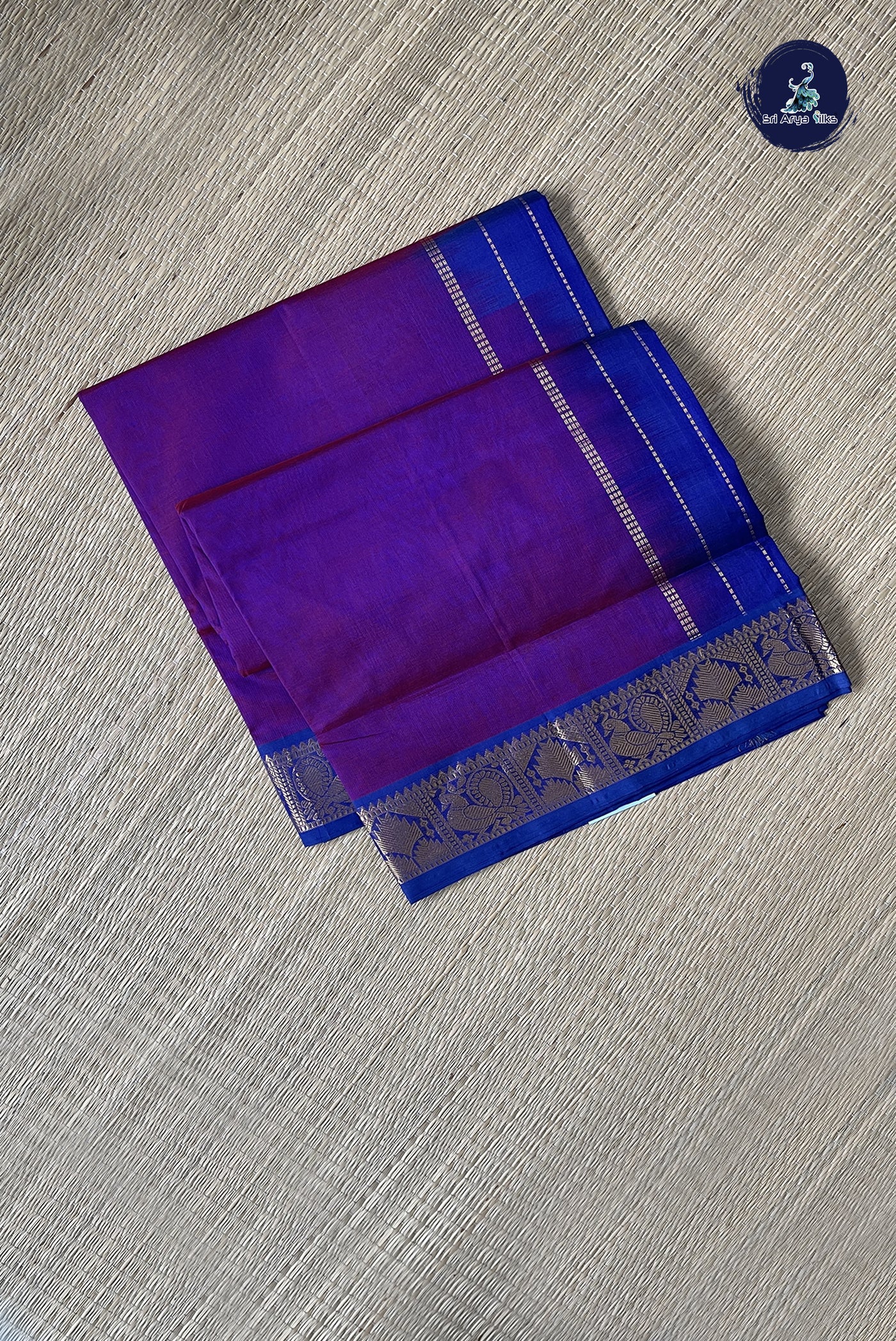 Dual Tone Purple Simple Silk Cotton Saree With Plain Pattern