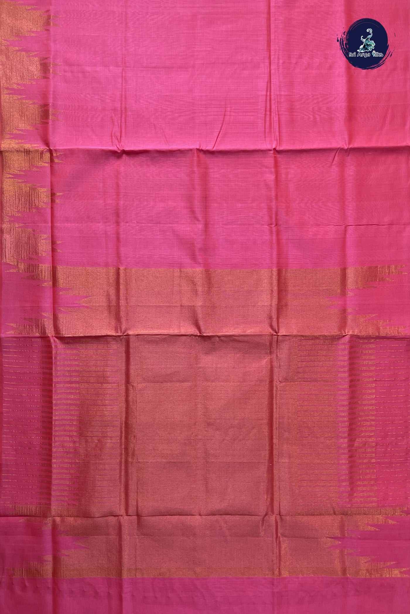 Pink Bridal Silk Cotton Saree With Plain Pattern