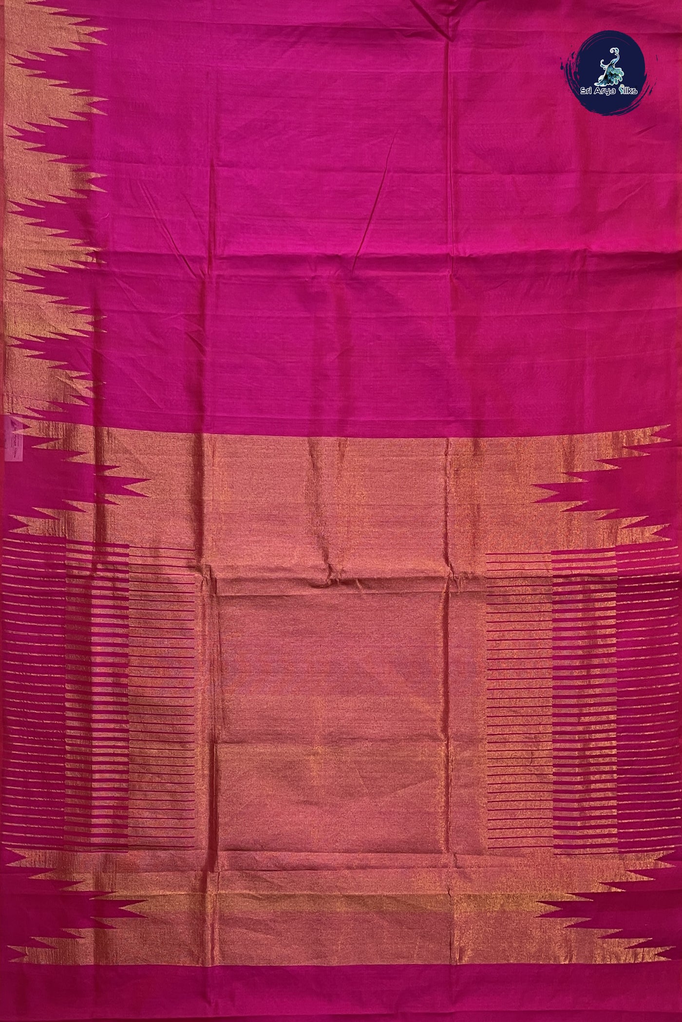 Rani Pink Bridal Silk Cotton Saree With Plain Pattern