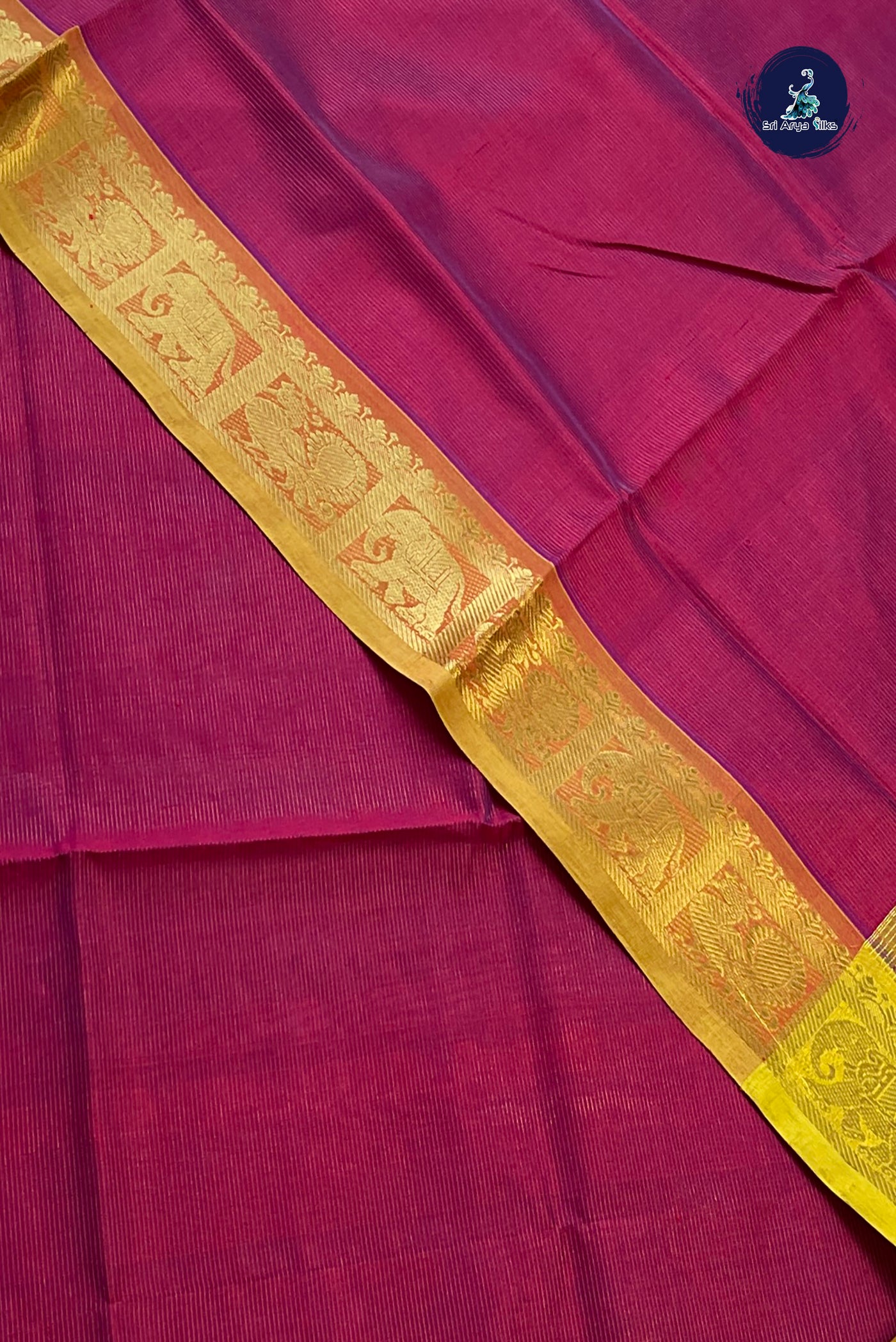 Red Vaira Oosi Silk Cotton Saree With Vaira Oosi Pattern