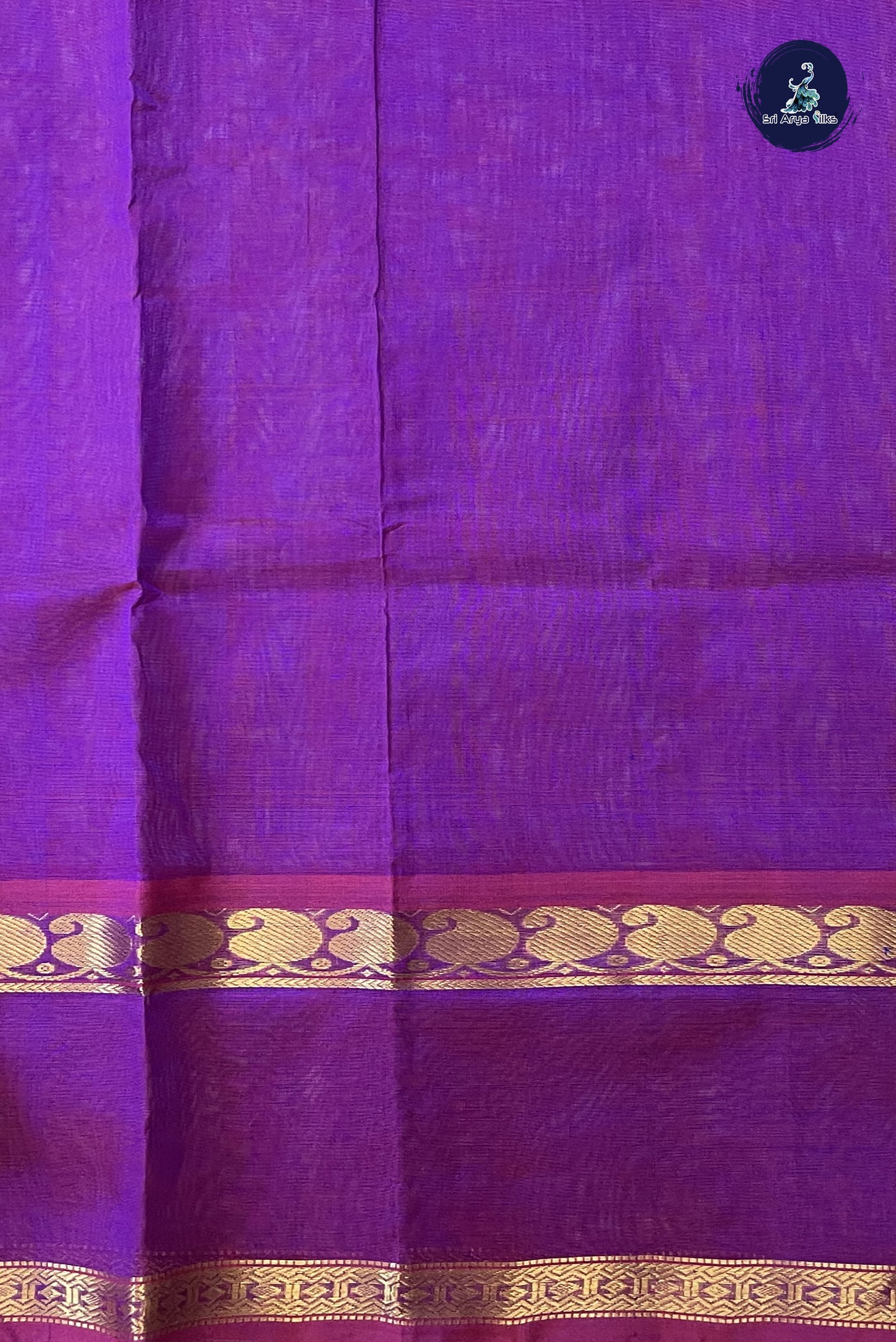 Dual Tone Violet Bridal Silk Cotton Saree With Zari Checked Pattern