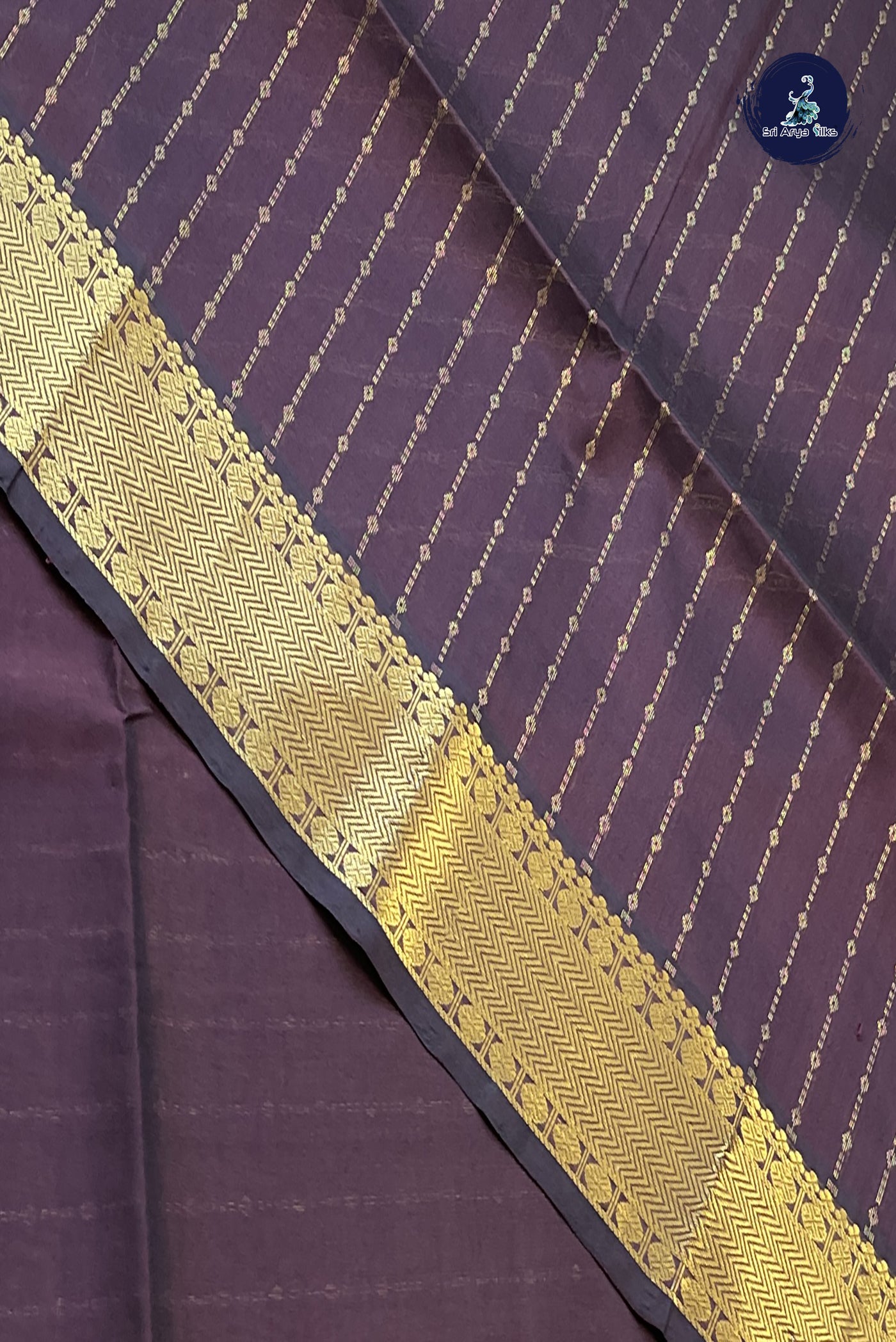 Brown Bridal Silk Cotton Saree With Stripes Pattern