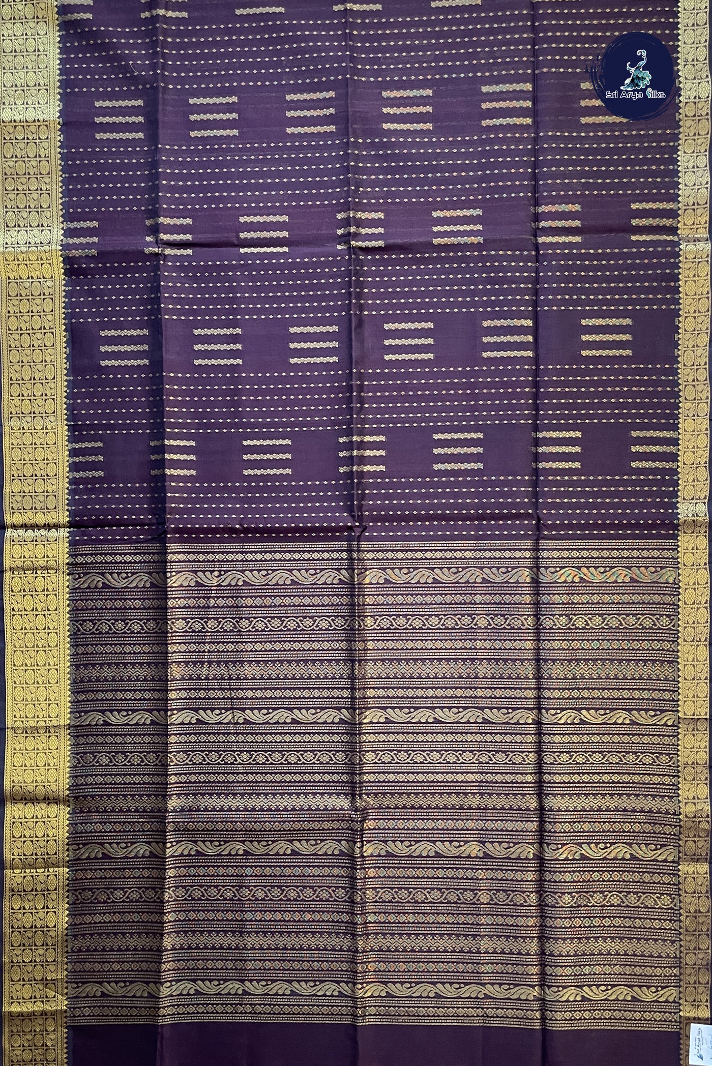 Brown Bridal Silk Cotton Saree With Stripes Pattern