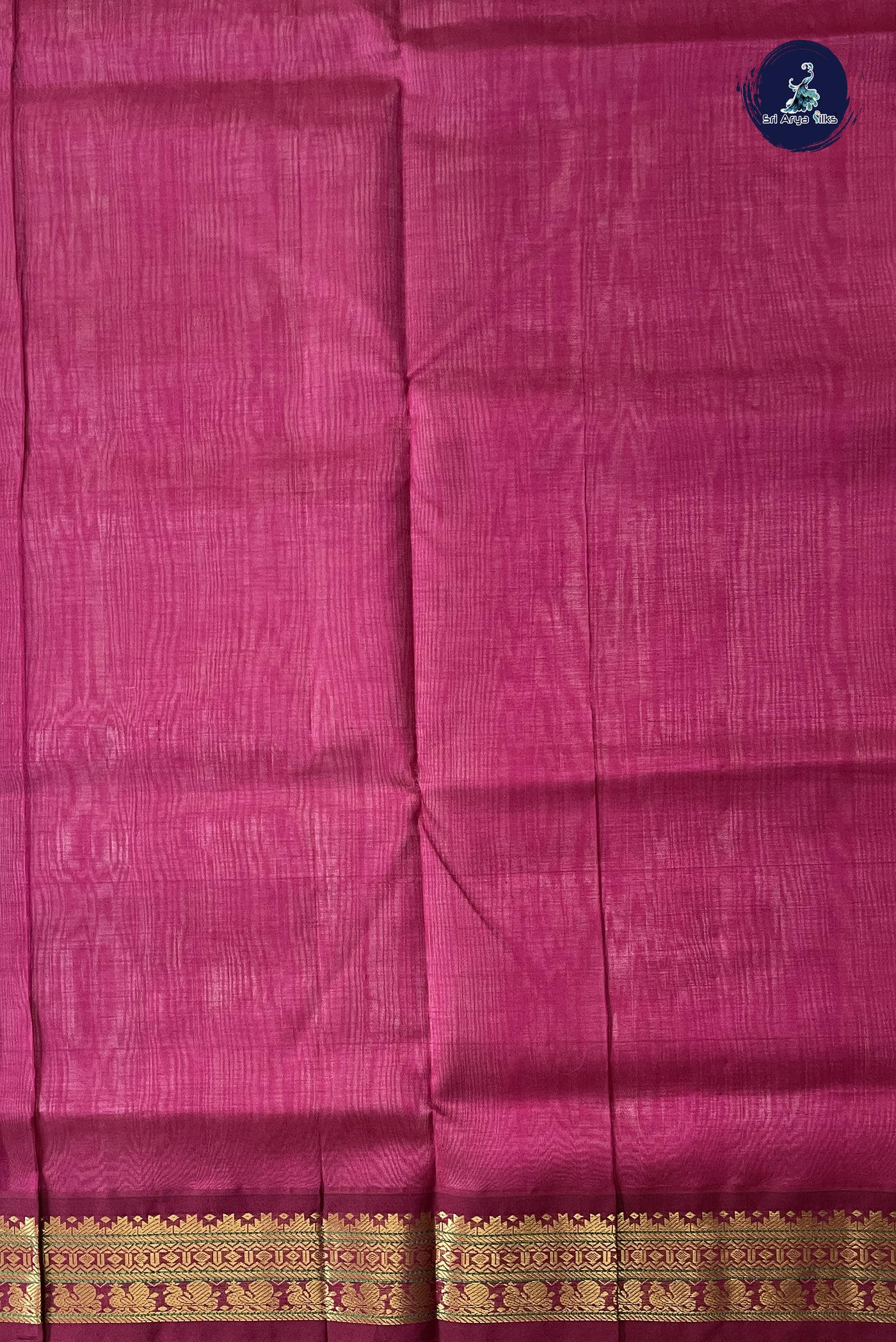 Baby Pink Korvai Silk Cotton Saree With Plain Pattern