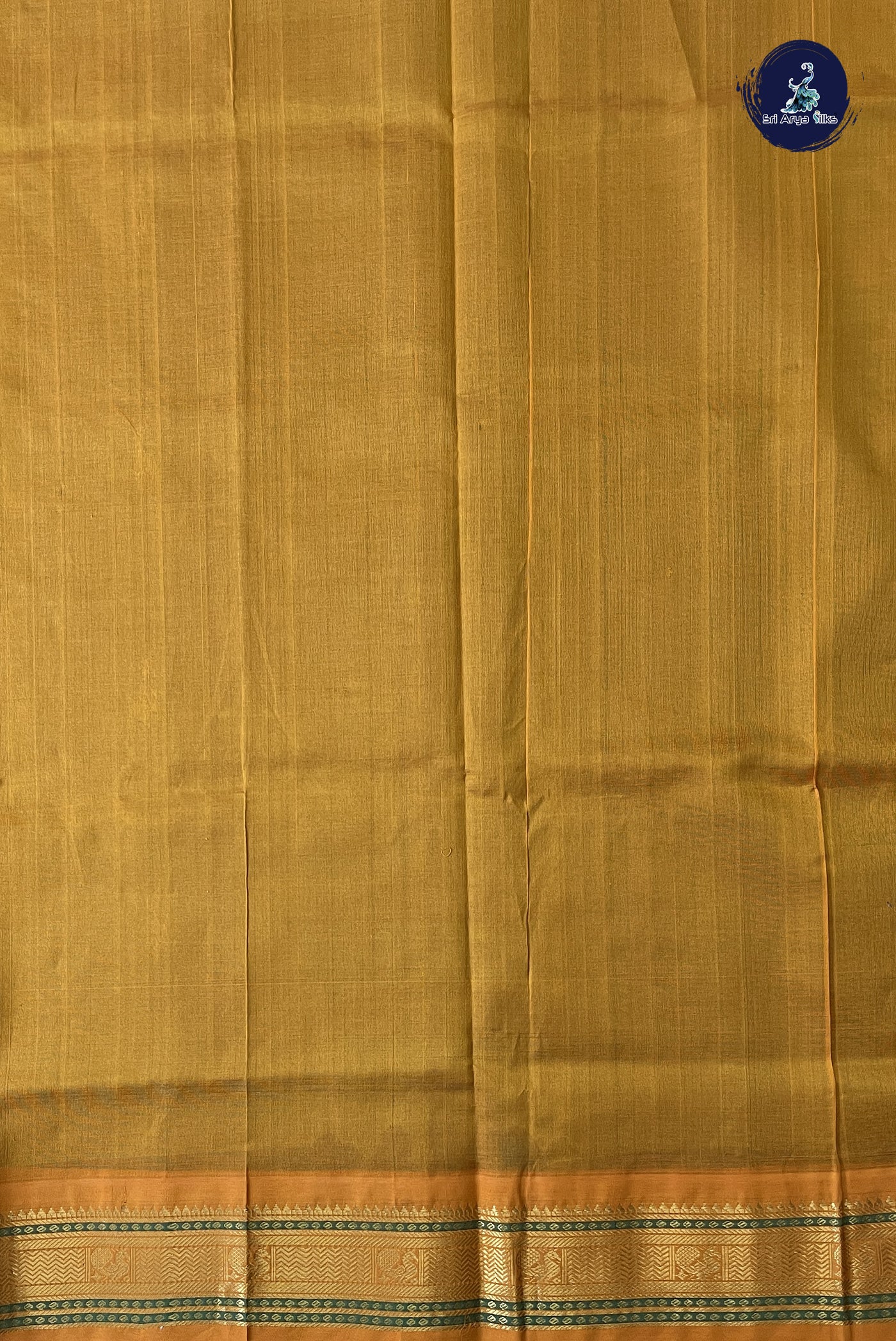 Dark Green Korvai Silk Cotton Saree With Zari Buttas Pattern