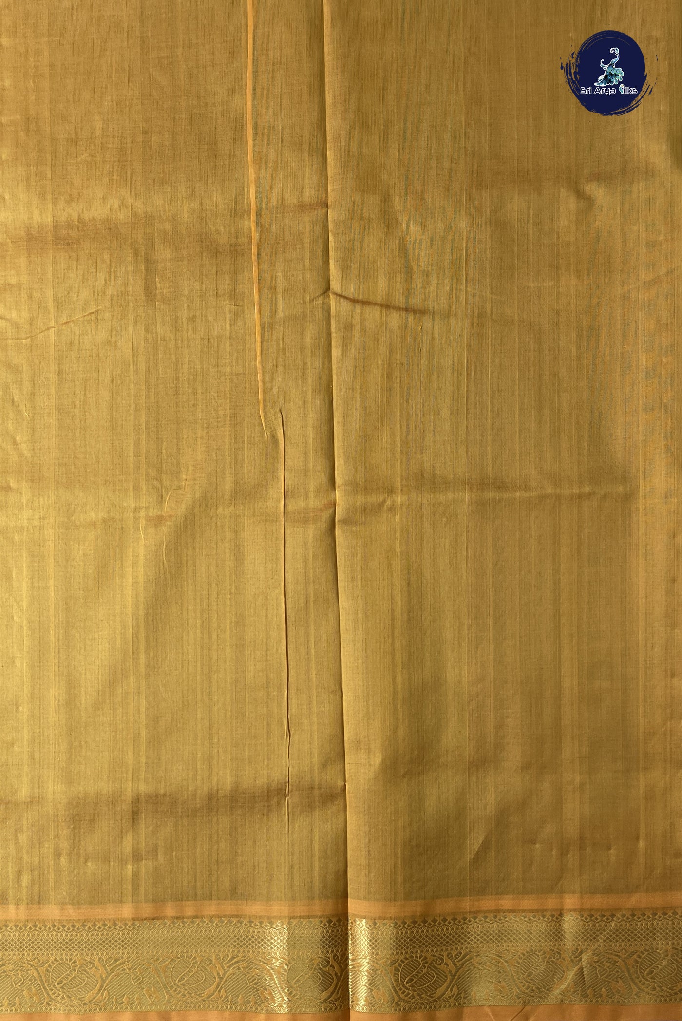 Dark Green Simple Silk Cotton Saree With Stripes Pattern