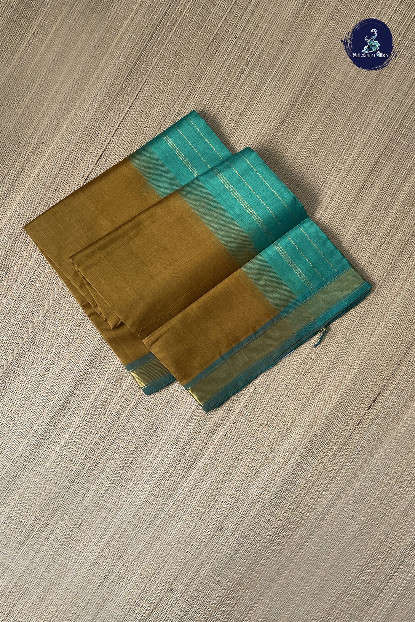 Golden Mustard Simple Silk Cotton Saree With Plain Pattern