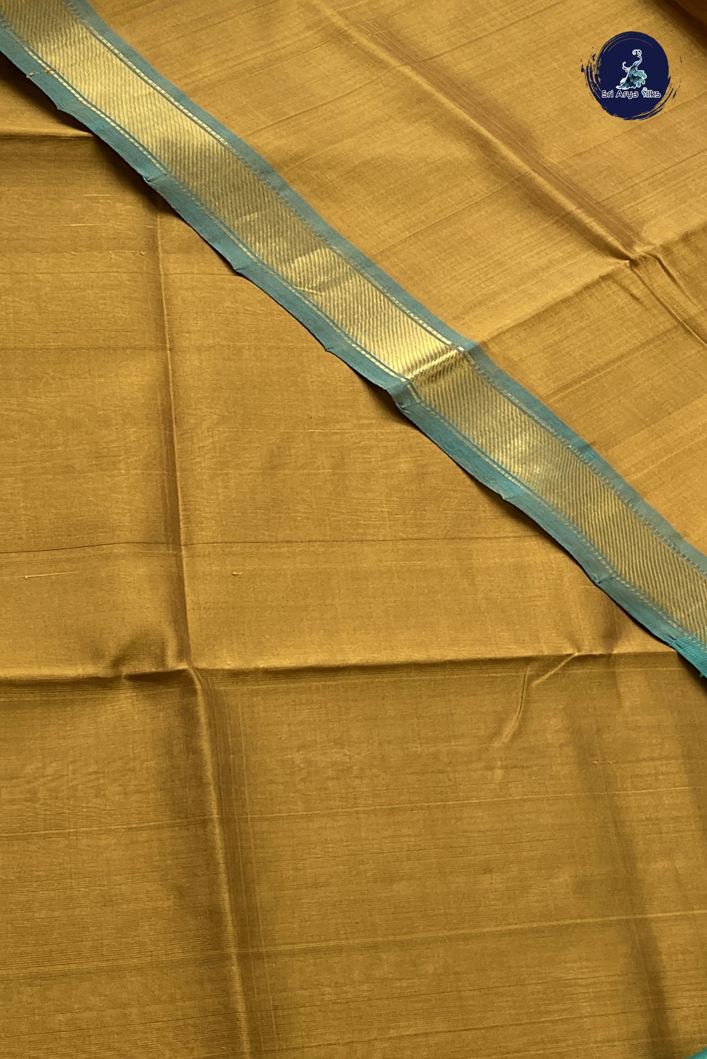 Golden Mustard Simple Silk Cotton Saree With Plain Pattern