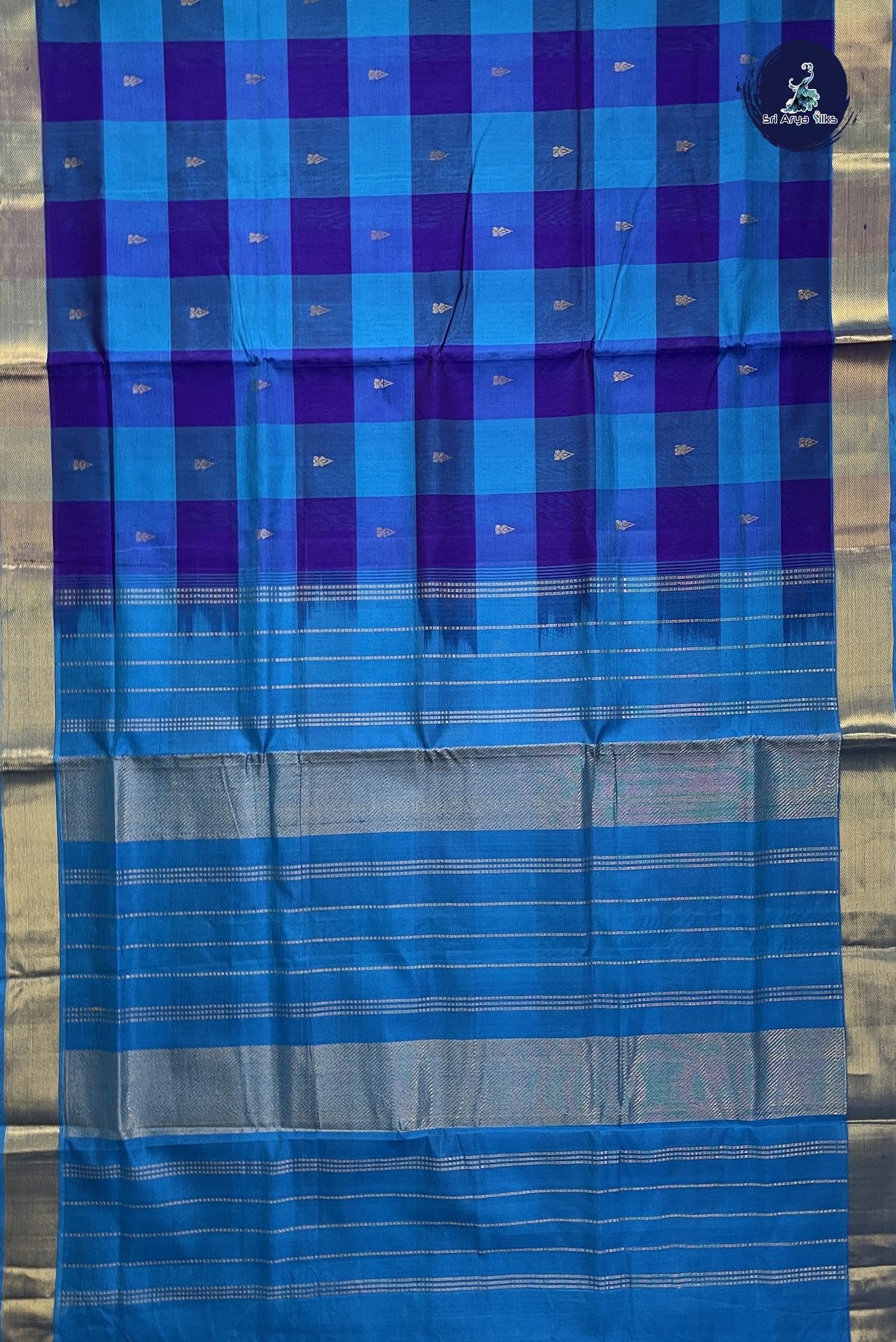 Multi Colour Simple Silk Cotton Saree With Plain Pattern