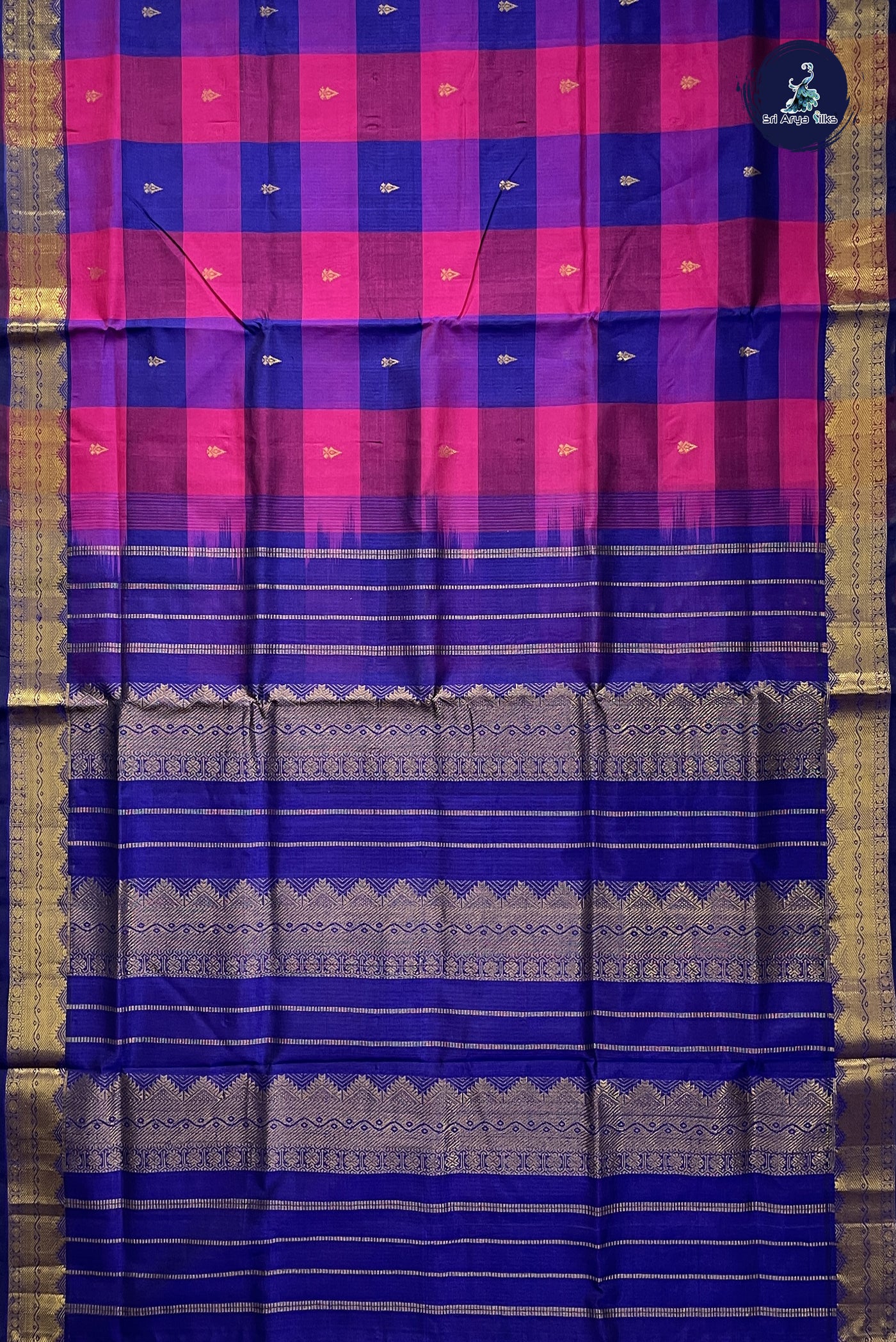 Multi Colour Simple Silk Cotton Saree With Plain Pattern